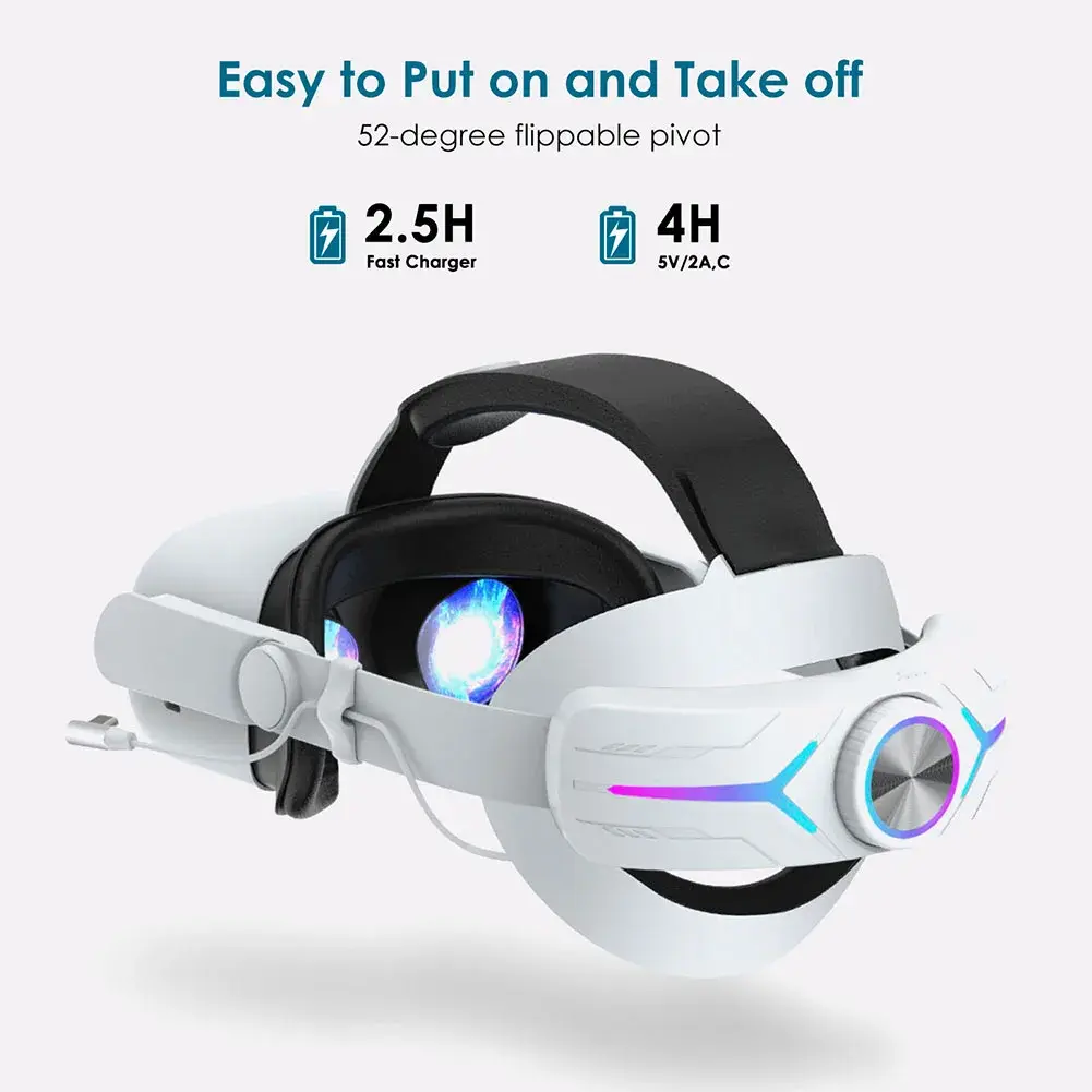 RGB Head Strap Built-in 8000mAh Battery for Meta Quest 3 Elite Strap Comfort Enhanced Support for Meta Quest 3 VR Accessories