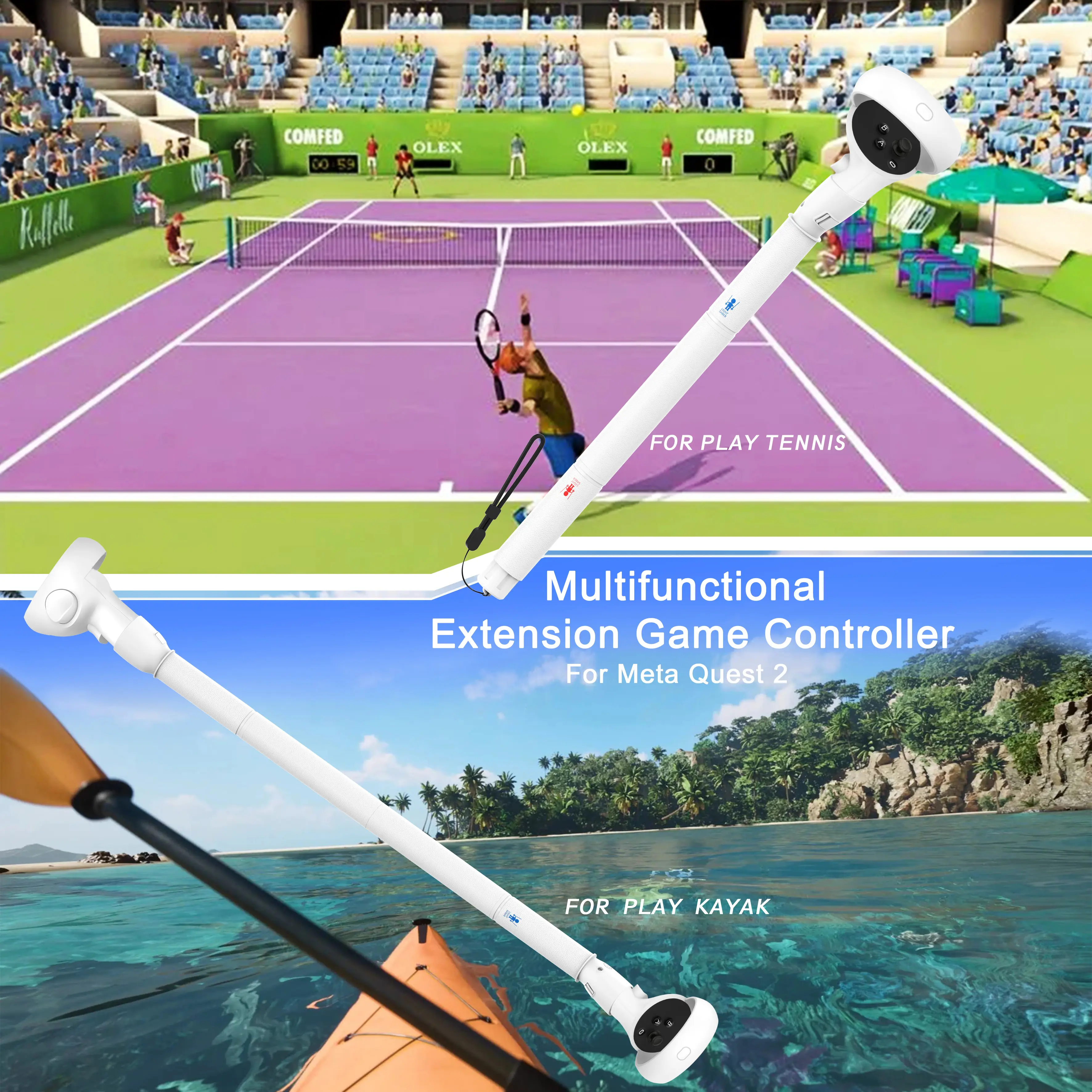 Controller Extensions for Meta Quest 3S/2 Accessories for Gorilla Tag Long Arms Sticks Beat Saber Handles Supernatural Golf Club