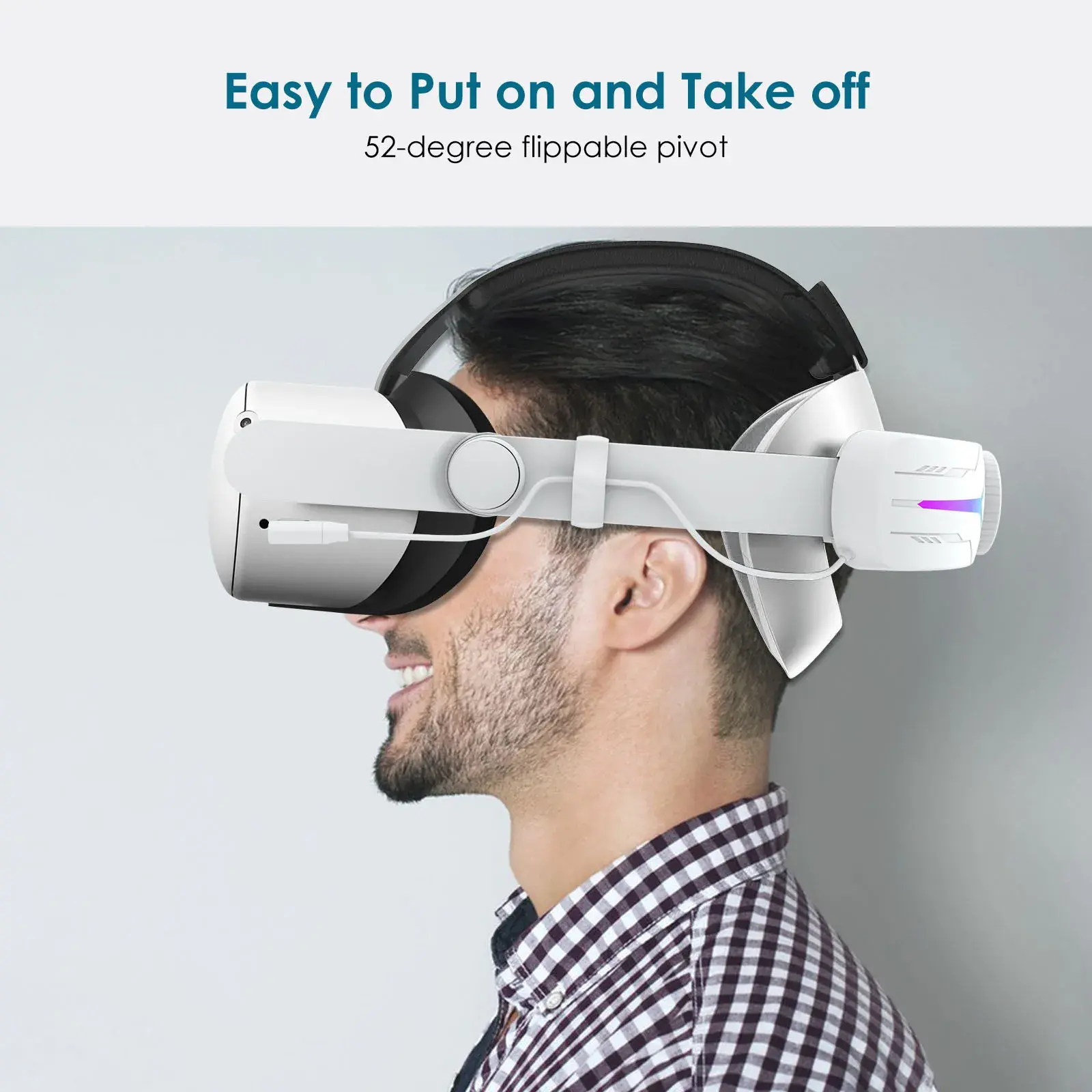 RGB Head Strap Built-in 8000mAh Battery for Meta Quest 3 Elite Strap Comfort Enhanced Support for Meta Quest 3 VR Accessories
