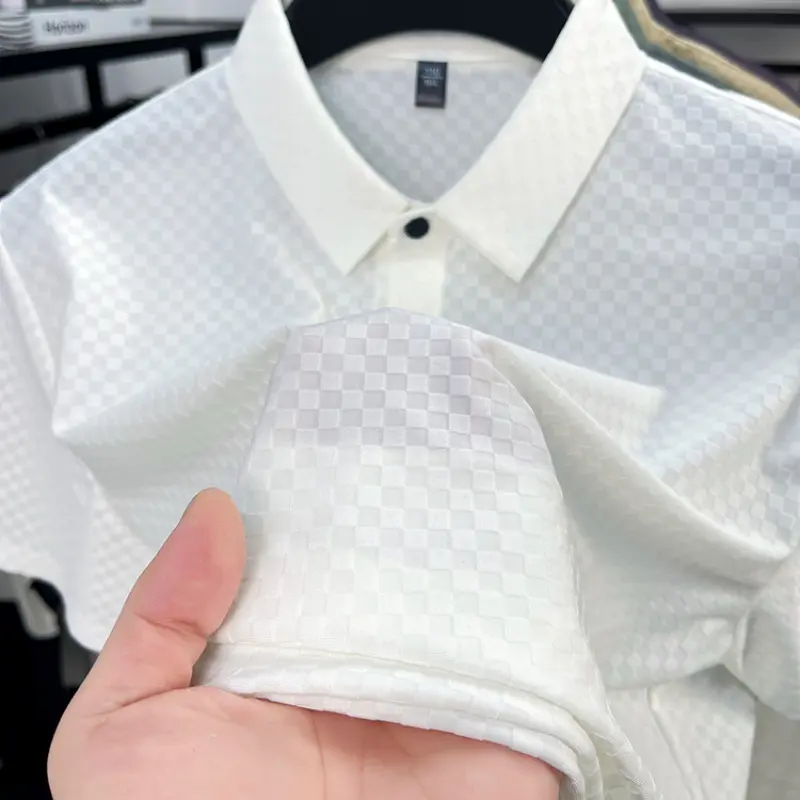 Seamless Polo Shirt - Short Sleeve Ice Silk Feel Nordic Style Soft & Comfortable Summer Wear Men's Golf Shirt