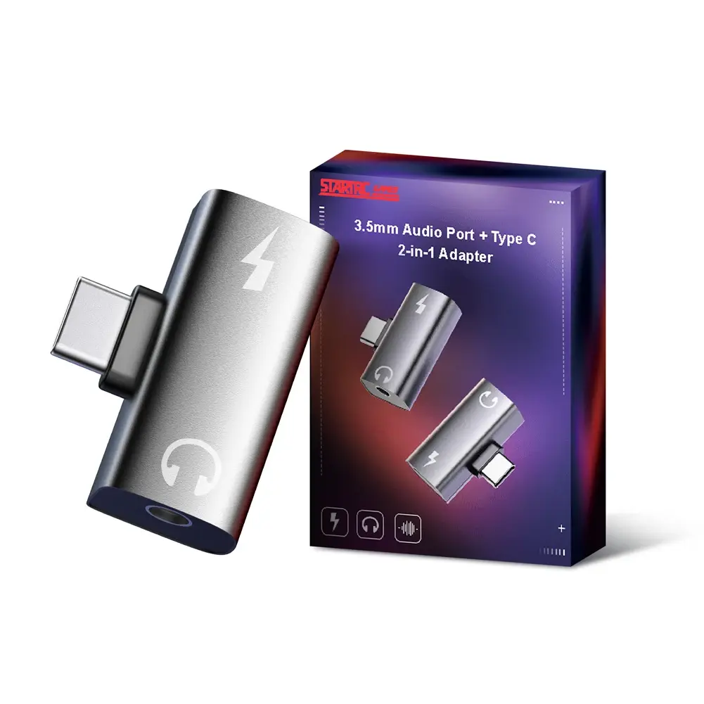 2-in-1 USB C To Aux Audio Jack Dongle Cable Cord with Aux Audio Jack PD 30W USB C Splitter Earphone Splitter for Meta Quest 3S
