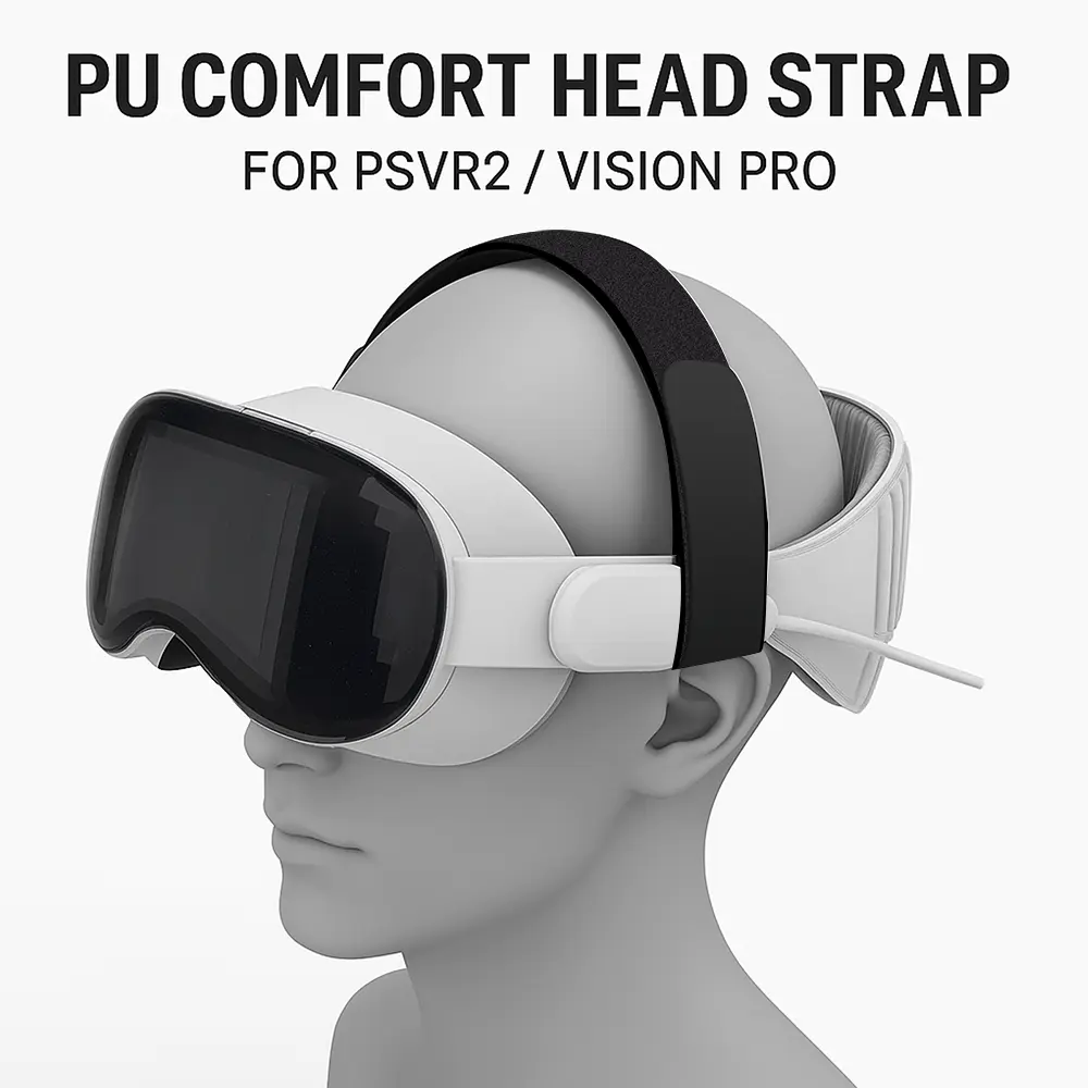 For Vision Pro / PSVR2 /Meta Quest 3 PU Leather VR Head Strap Soft Cushion Decompression Headband for Pressure Relief