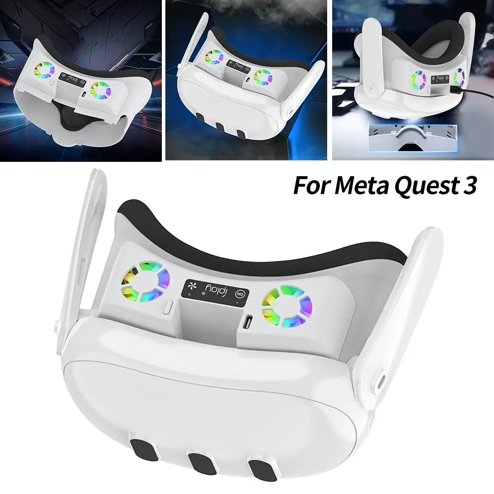 Cooling Fan Face Cover Rechargeable Facial Interface Radiator with RGB Light Cool Mask for Meta Quest 3 Accessories