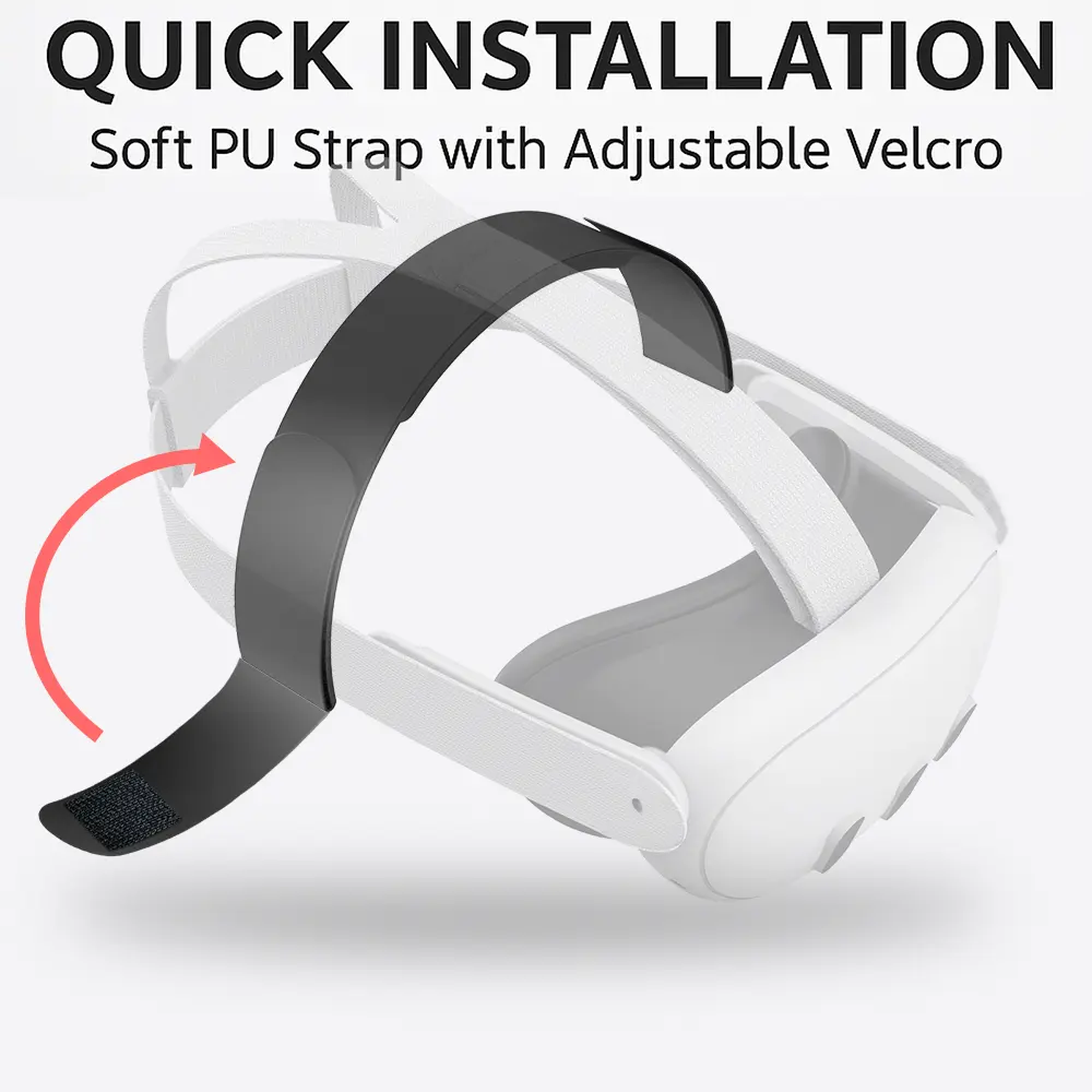 For Vision Pro / PSVR2 /Meta Quest 3 PU Leather VR Head Strap Soft Cushion Decompression Headband for Pressure Relief