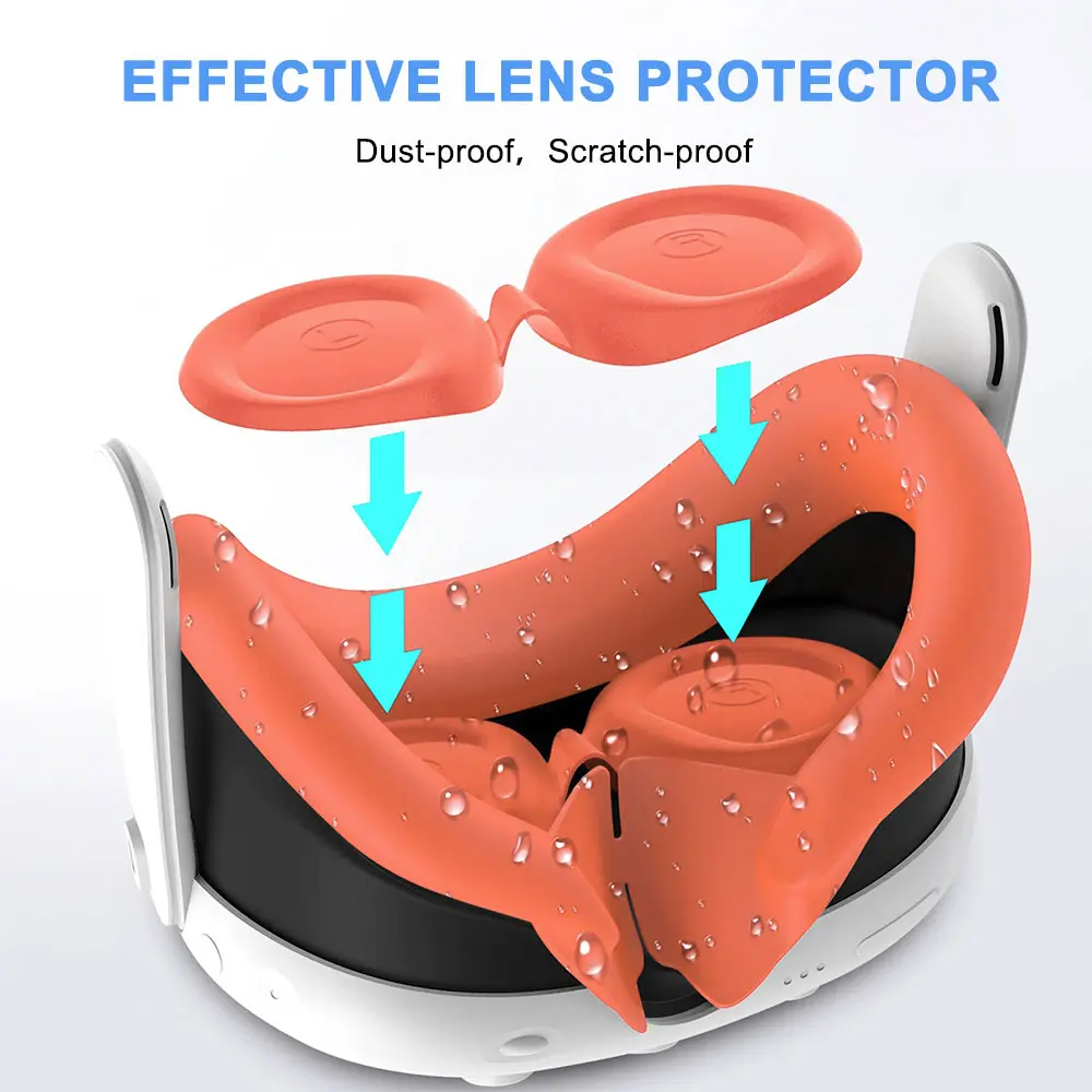 Silicone Protective Cover Set for Quest 3 VR Headset Controller Grip Shell Case Lens Cap Face Cover For Meta Quest 3 Accessories
