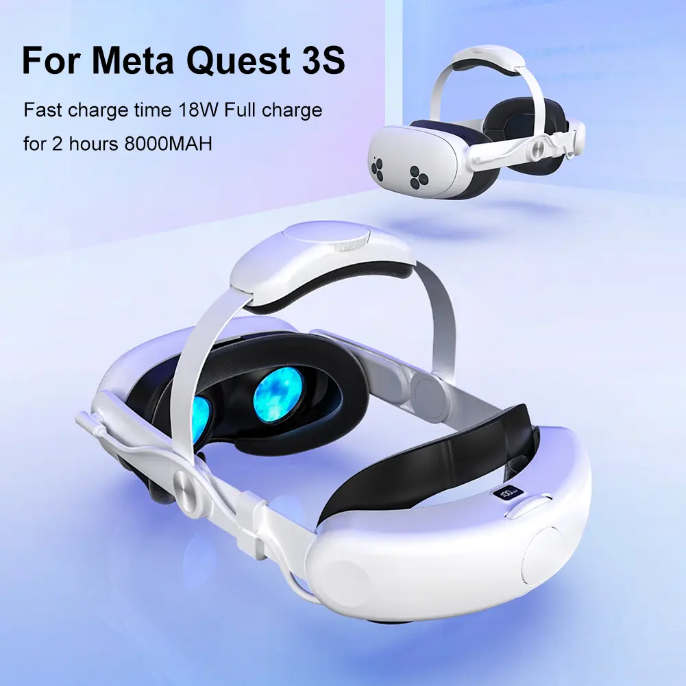 Head Strap with Battery Pack 8000mAh Adjustable Strap Battery Pack Head Strap Accessories Reduce Facial Stress for Meta Quest 3S
