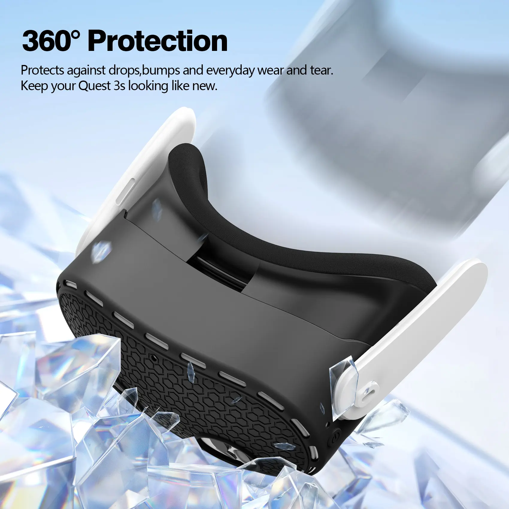 Silicone VR Shell Protective Cover Compatible with Meta Quest 3S Accessories, Comprehensive Protection for VR