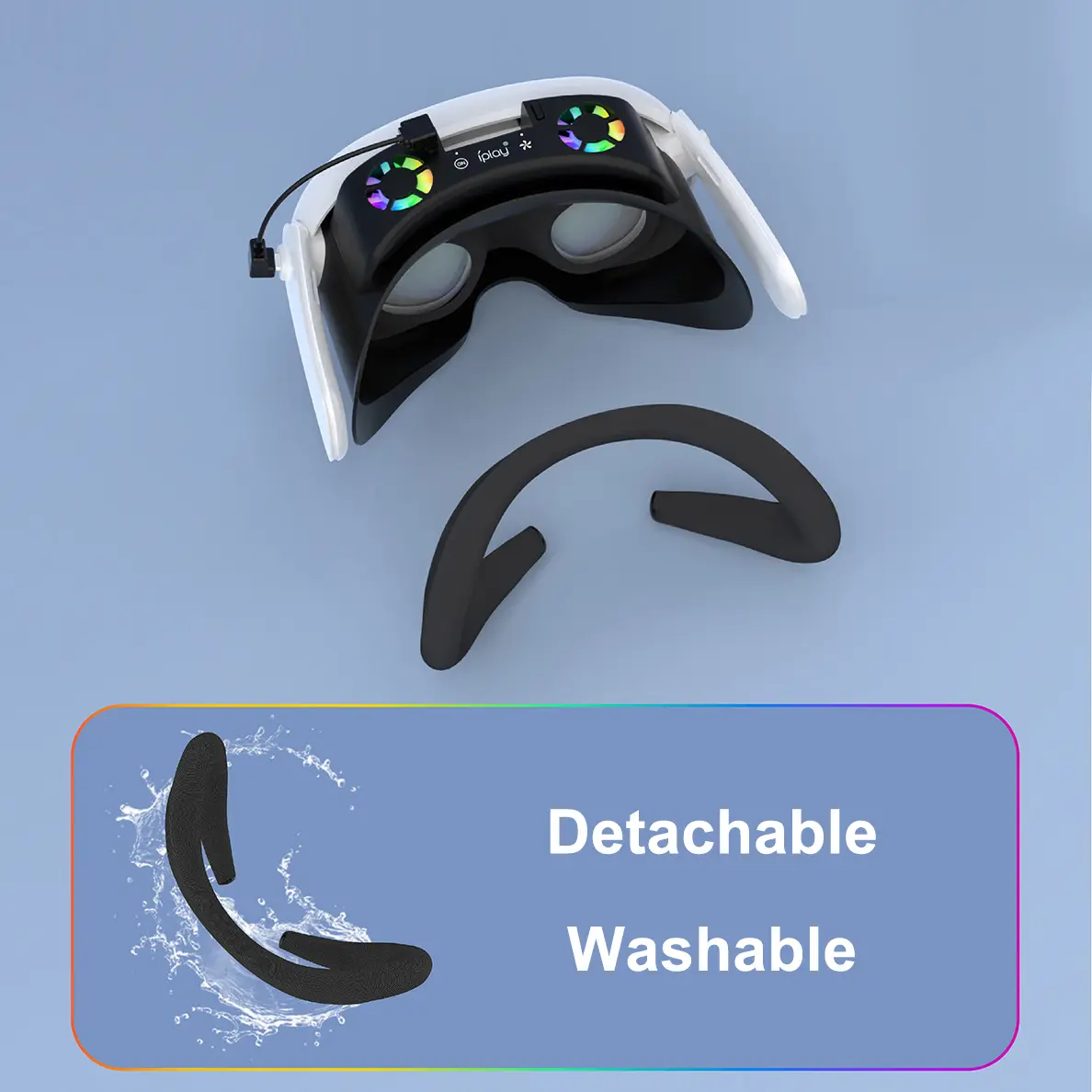 Cooling Fan Mask for Oculus Quest 3, Circulates Ventilation to Eliminate Glass Fogging, Anti-Leakage Silicone Nose Pad, RGB