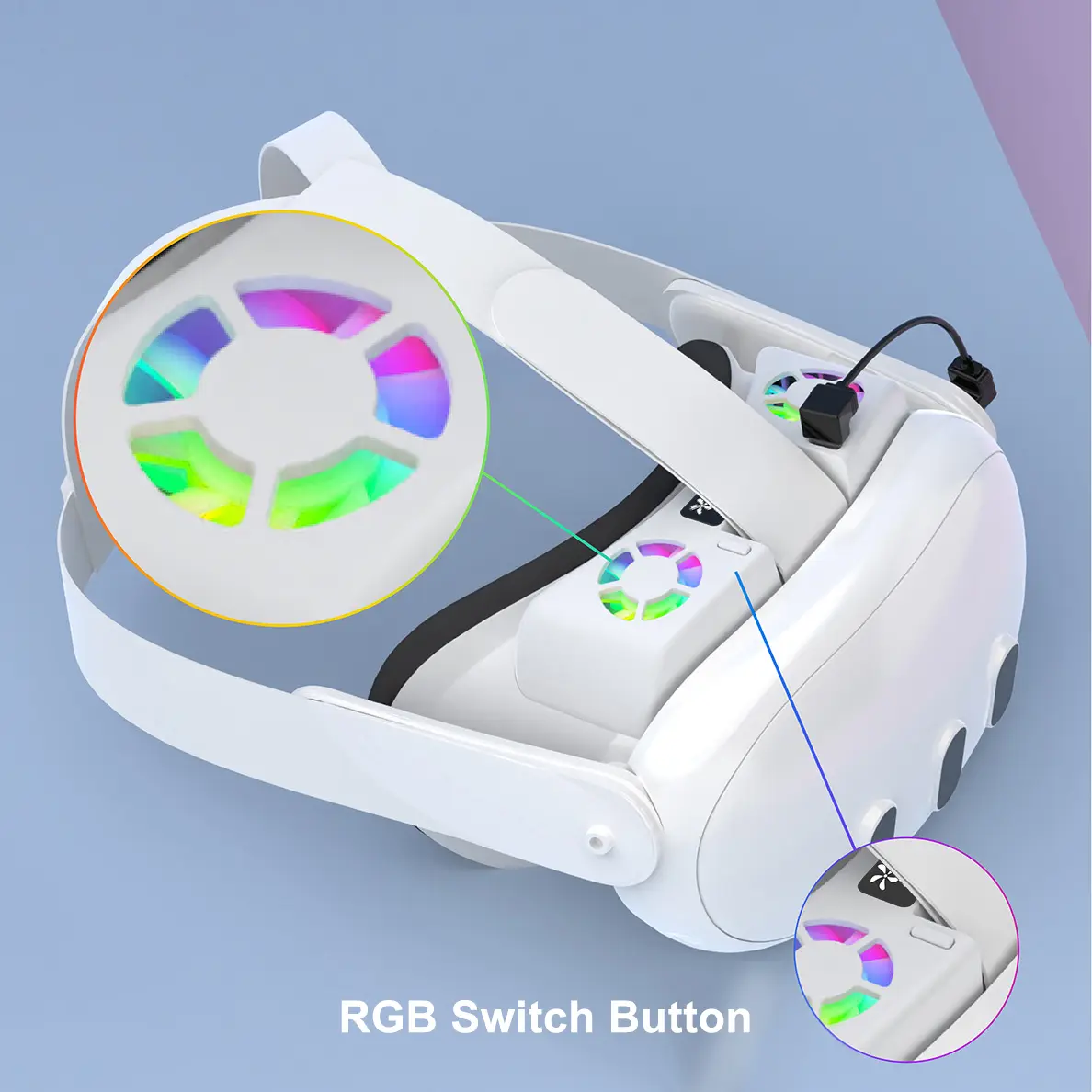 Cooling Fan Mask for Oculus Quest 3, Circulates Ventilation to Eliminate Glass Fogging, Anti-Leakage Silicone Nose Pad, RGB