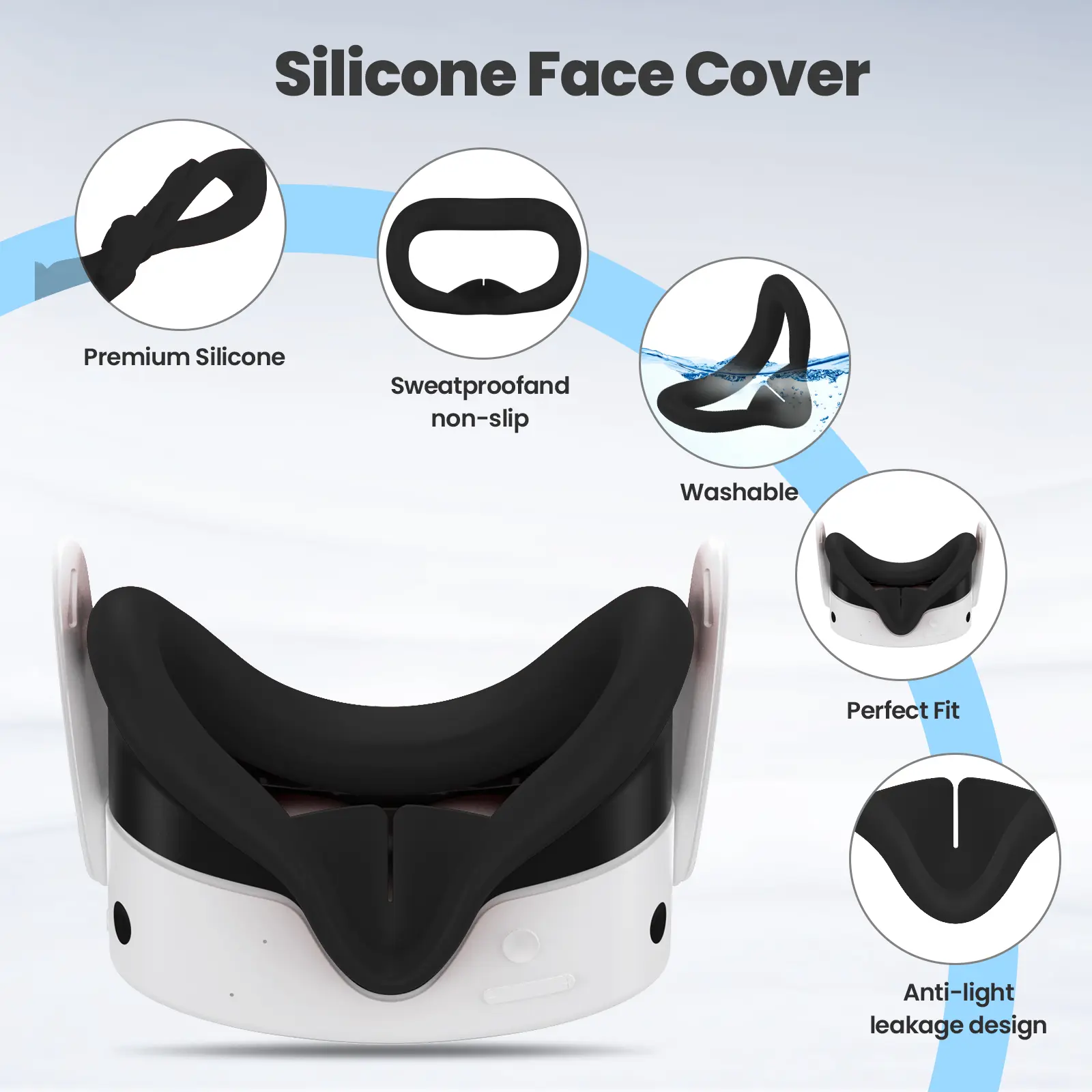 Silicone Cover Set for Oculus/Meta Quest 3S VR Headset Controller Grip Protective Cover Lens Cap Face Case Eye Mask Accessories
