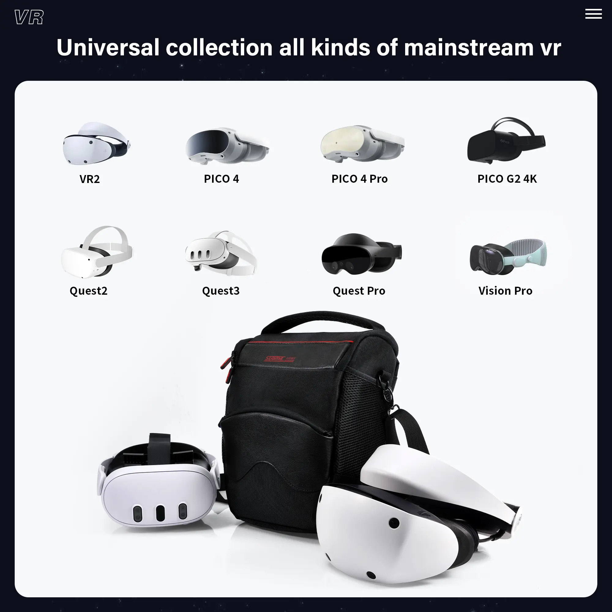 Waterproof Universal VR Glasses Storage Bag For Meta Quest 3S/Quest 3 2/PS VR2/Pico 4 Shoulder Bag Portable Travel Carrying Case