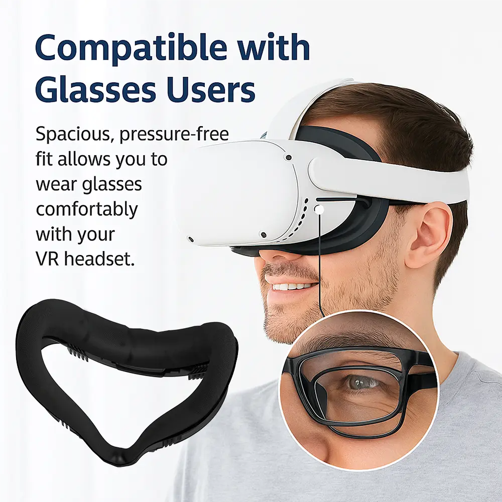 VR Facial Interface Bracket for Oculus Quest 2 Replaceable PU Foam Face Pad Cover Frame Sweatproof & Comfortable for Quest 2