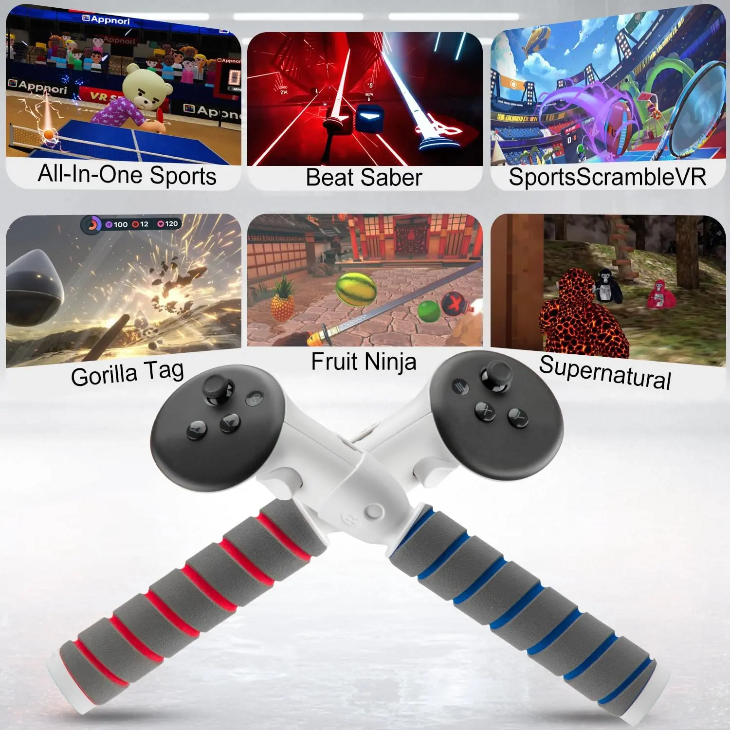 3 in 1 Long Arm Handle for Meta Quest 3 Attachments Enhance VR Game Experience Golf Club Attachment Handle Controller Extensions