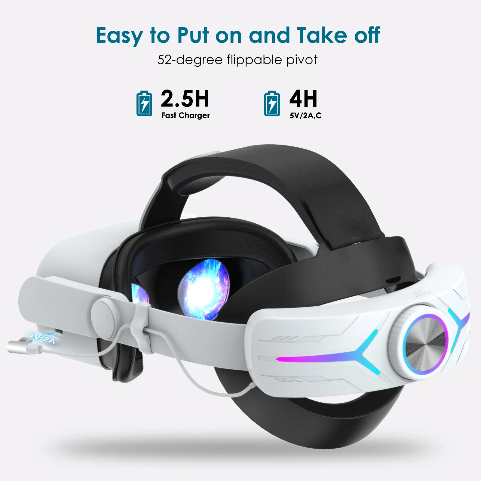 For Meta/ Oculus Quest 2 head strap RGB Electric Exactly Model Adjustable head strap Charged 8000 MAh VR Accessories