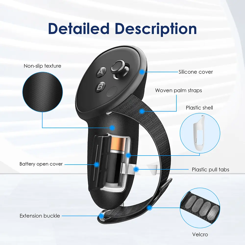 Silicone Handle Protective Cover For Meta Quest 3S/Quest 3 Anti-collision Adjustable Controller Grips Csae With Battery Cover