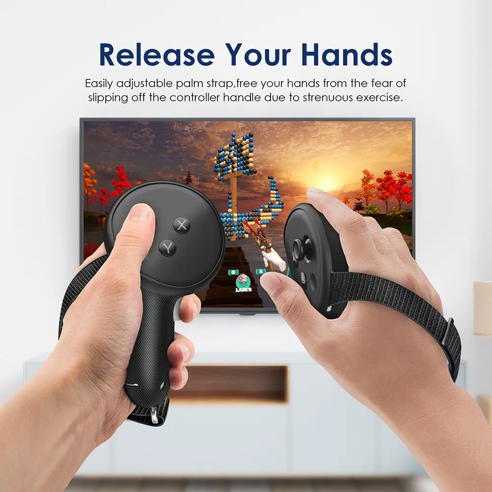 Silicone Handle Protective Cover For Meta Quest 3S/Quest 3 Anti-collision Adjustable Controller Grips Csae With Battery Cover