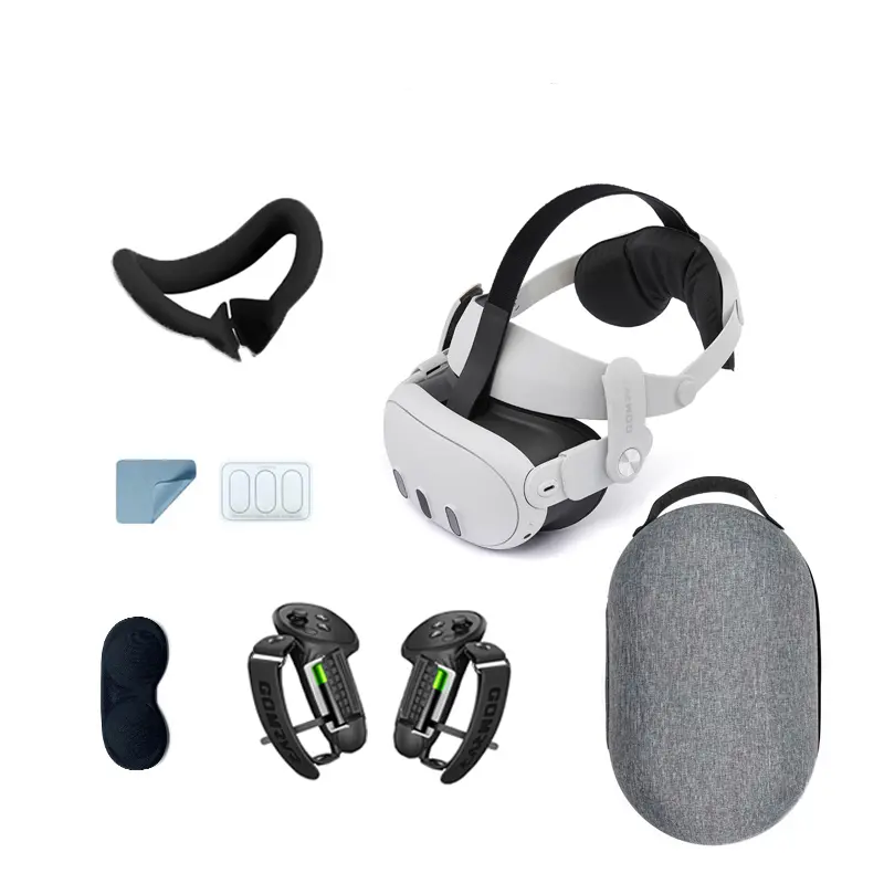 GOMRVR For Oculus Quest 3/Quest 3S Accessories Adjustable Head Strap Carrying Case Silicone Protective Cover Set VR Accessories