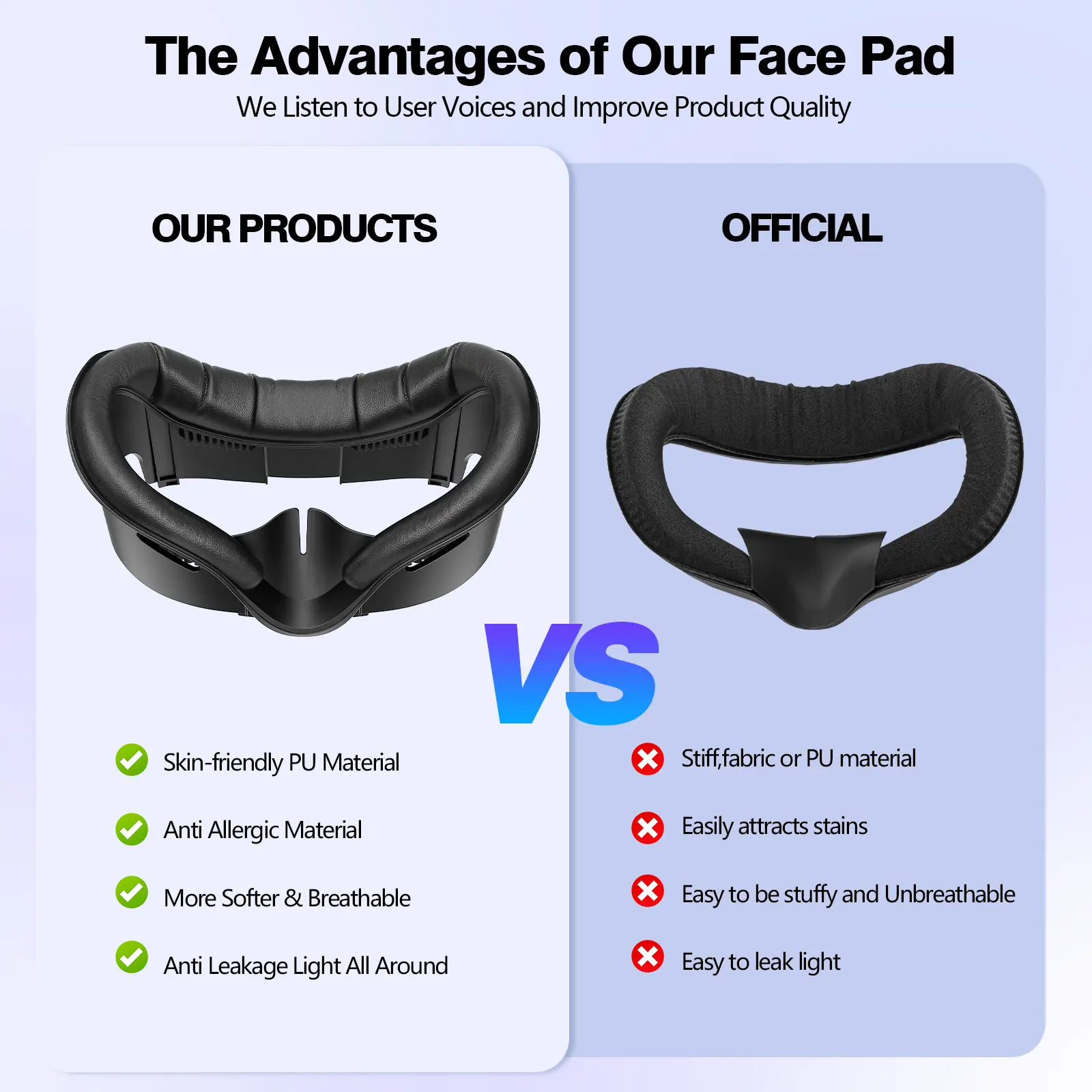 HUADAI design Facial Interface, Face Pads Compatible with Oculus Meta Quest 3 Accessories, NOT Compatible with Meta Quest 3S