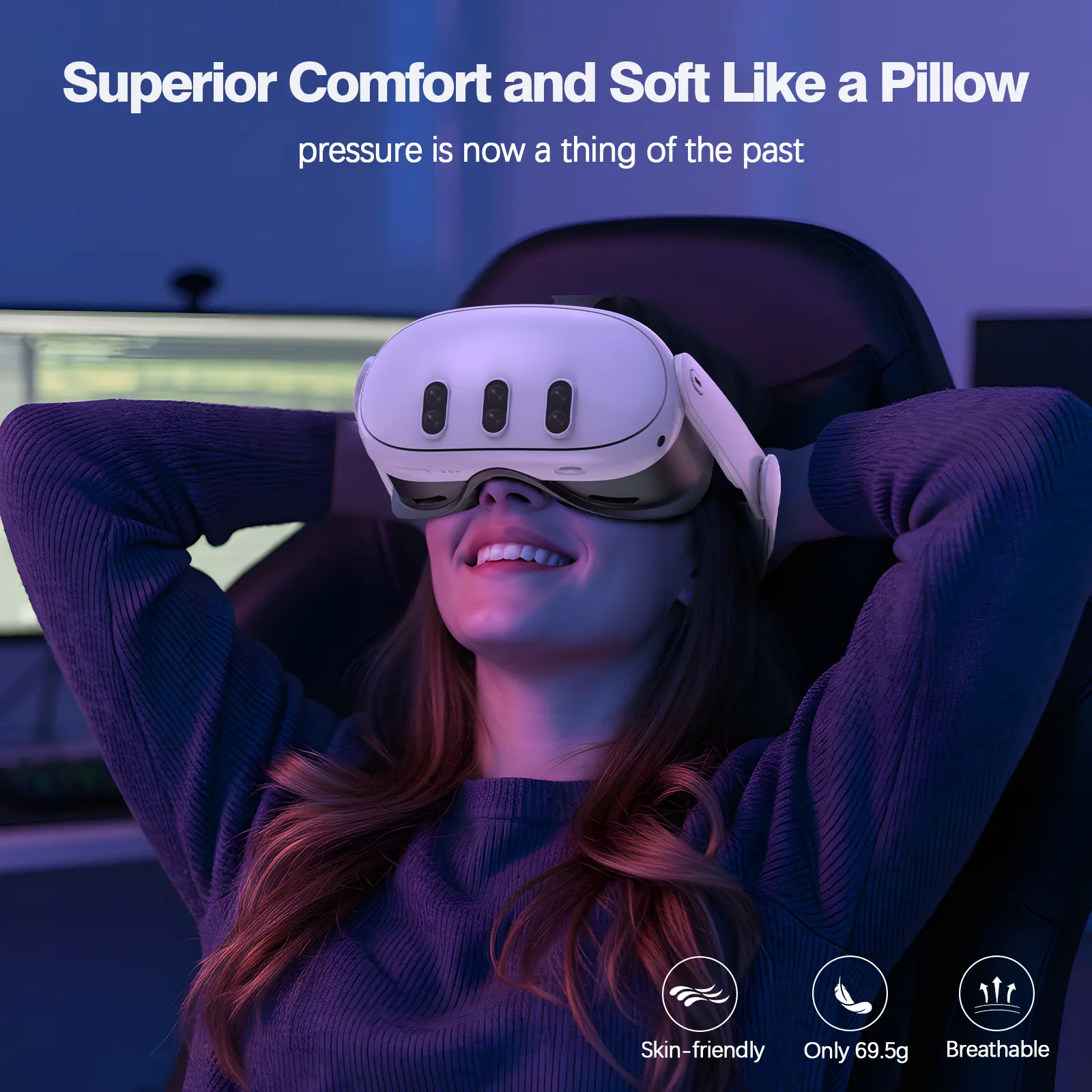HUADAI design Facial Interface, Face Pads Compatible with Oculus Meta Quest 3 Accessories, NOT Compatible with Meta Quest 3S