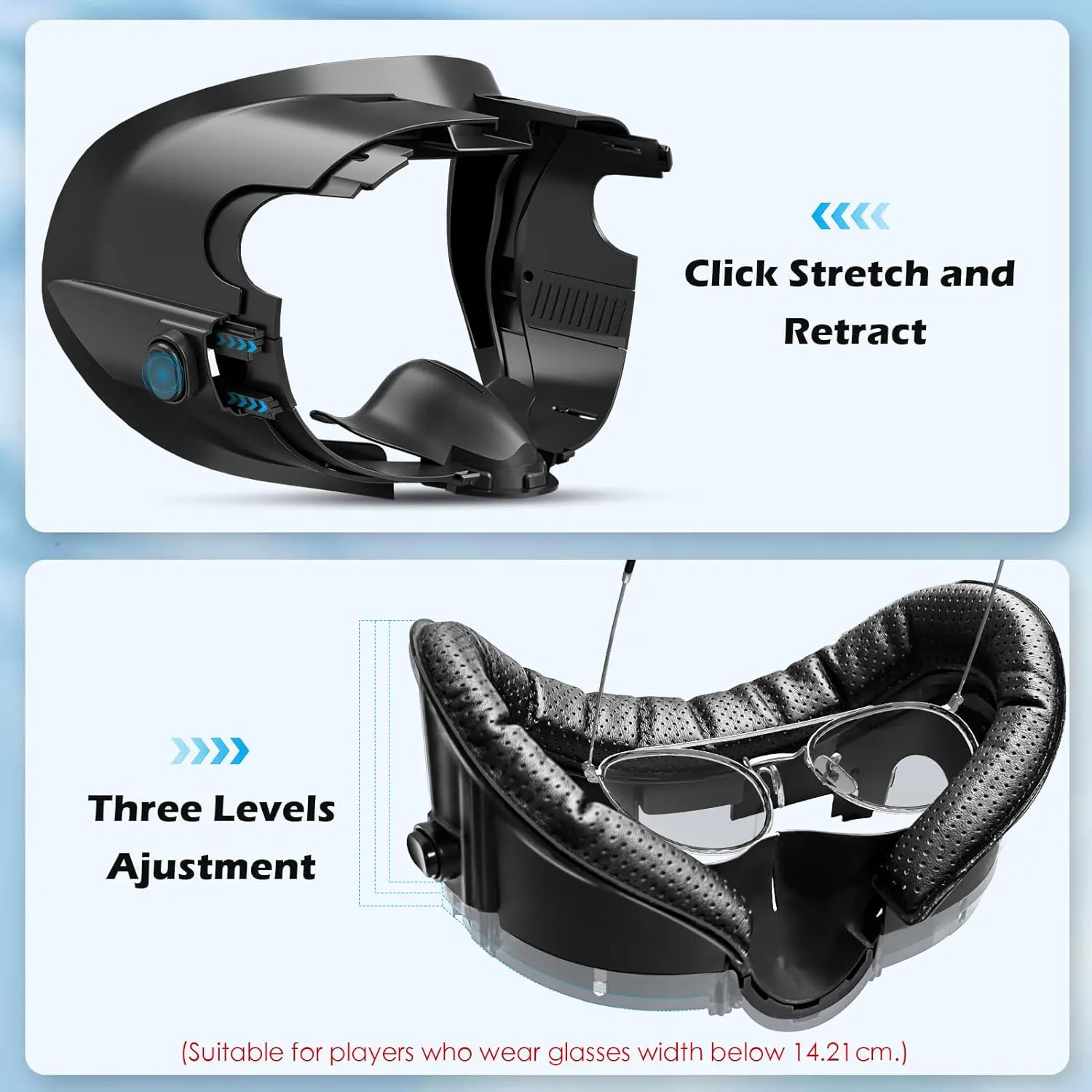 Adjustable Size VR Facial Interface Bracket for Meta Quest 3 Face Cover with Anti-Light Nose Pad for Meta Quest 3 Accessories