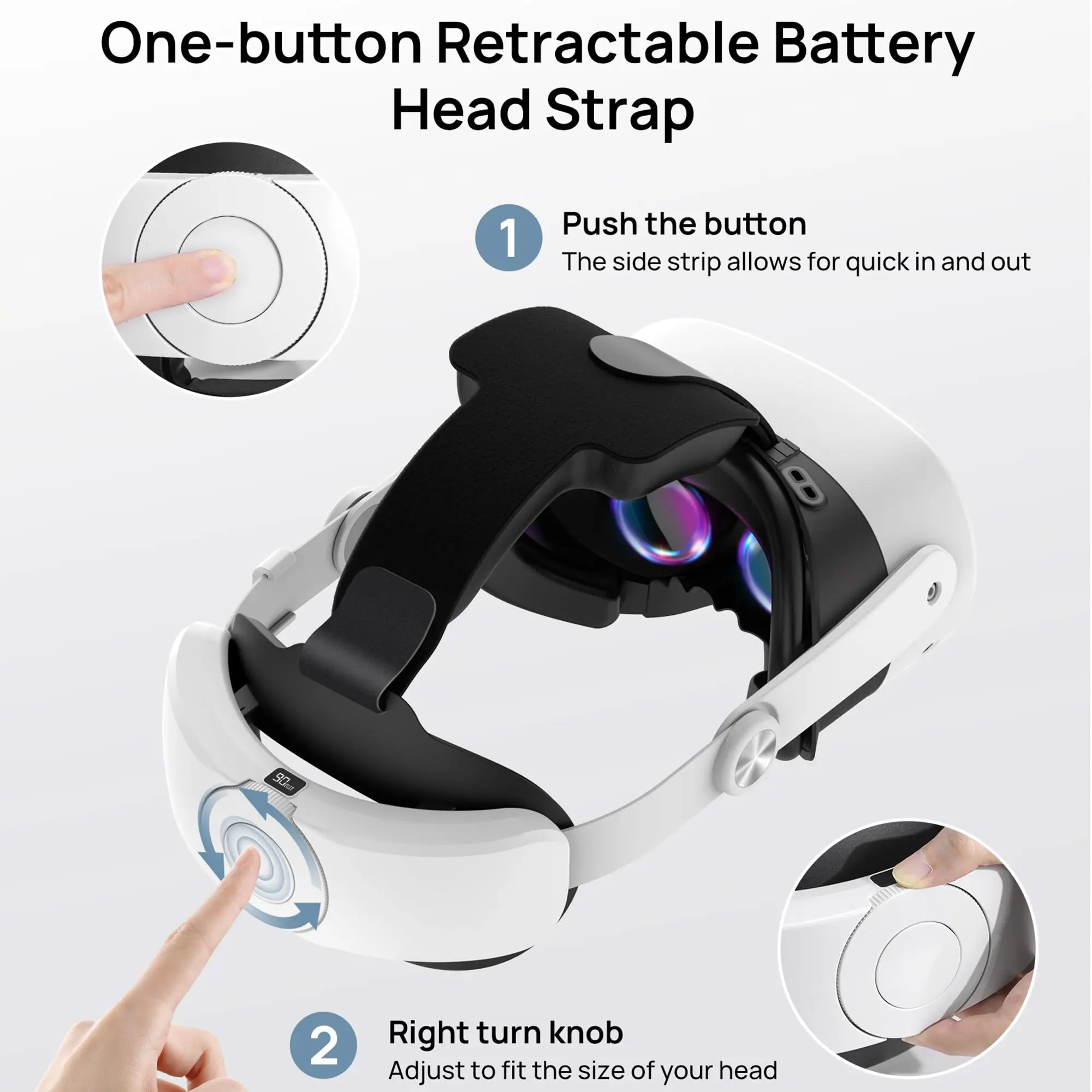 TRANSNOVO Head Strap Compatible with Meta Quest 3S/3 10000mAh Battery One-Button VR Accessory Digital Display Enhanced Comfort