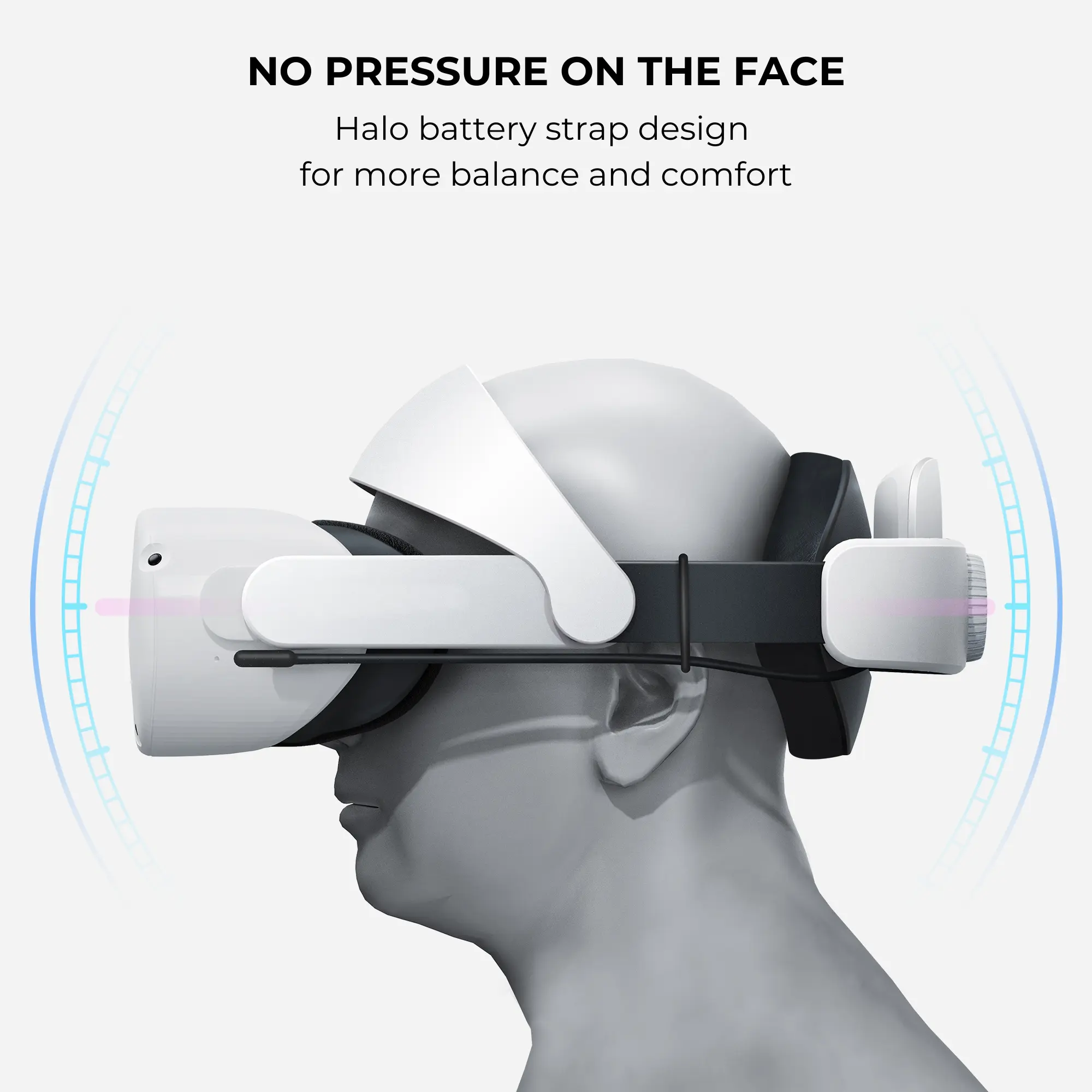 GEEKVR Head Strap for Meta Oculus Quest 2 with Two Detachable Batteries, Adjustable Headstrap with Super Soft Cushion