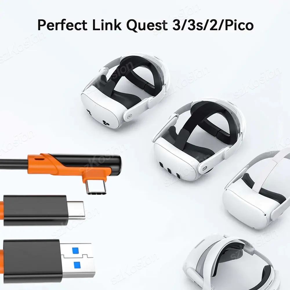 VR Link Cable For Meta Quest 3 VR Headset Fast Charging USB3.0 Gen2 to Type-C 5Gbps Data Transfer for Quest 3S/Quest 2/Pico4/PS5