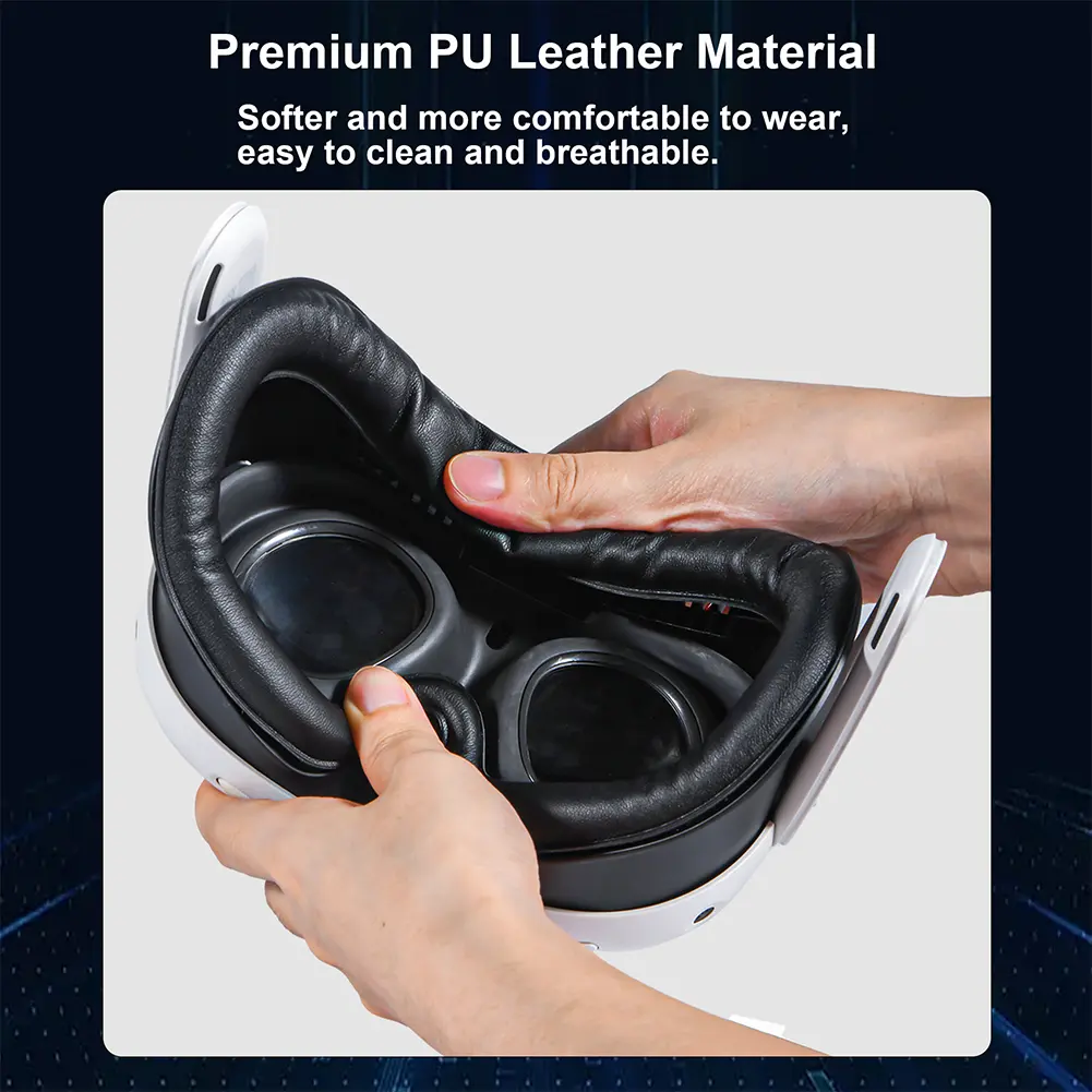 Face Cover Pad with Cooling Fan 3 Speeds Facial Interface with Cooling Fan with PU Face Cushion Pad for Meta Quest 3 VR Headset