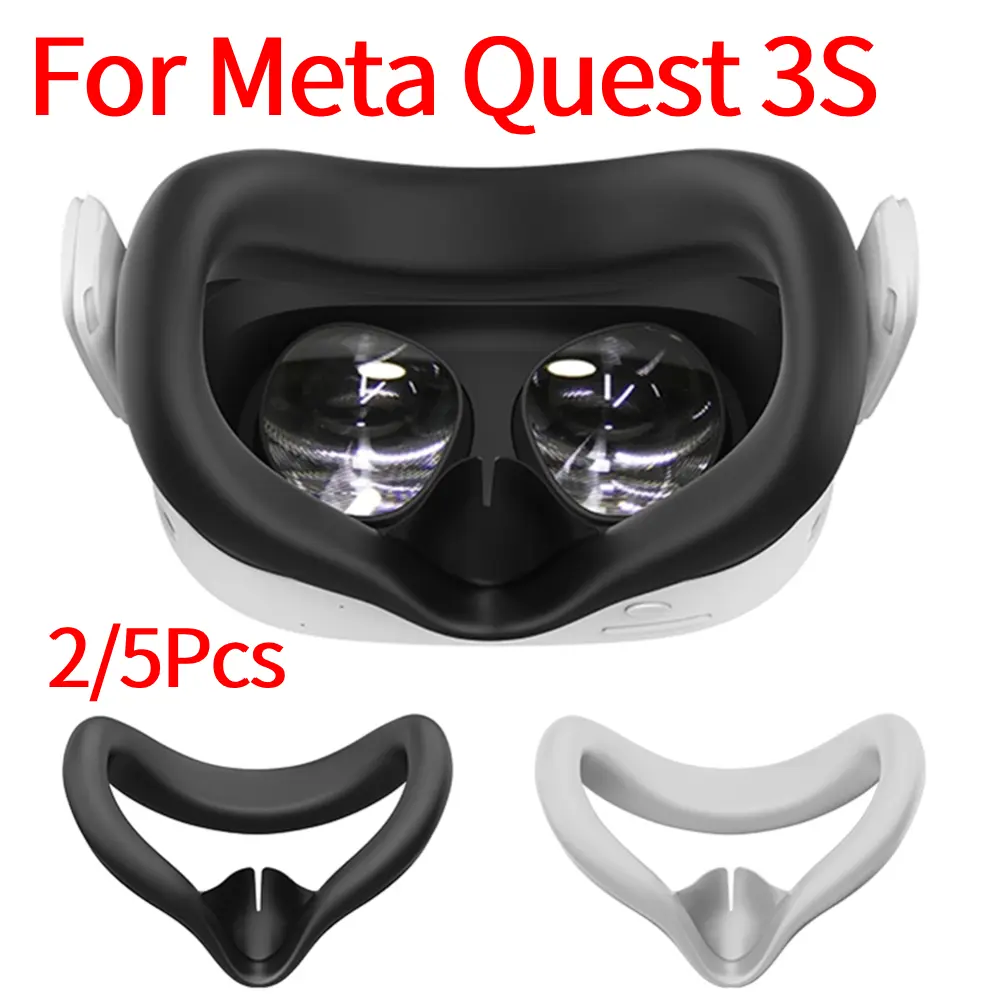 2/5Pcs Silicone VR Face Cover Sweatproof Face Cushion Pad Replacement with Anti-Leakage Nose Pad for Meta Quest 3S VR Headset