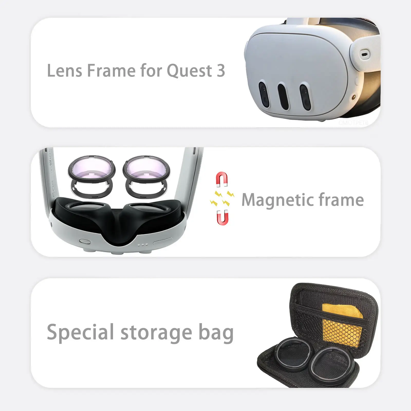 New Magnetic Myopia Frames for Quest 3 Myopia Lens Anti Blue Light Glasses Quick Disassemble Protection VR Prescription Lenses