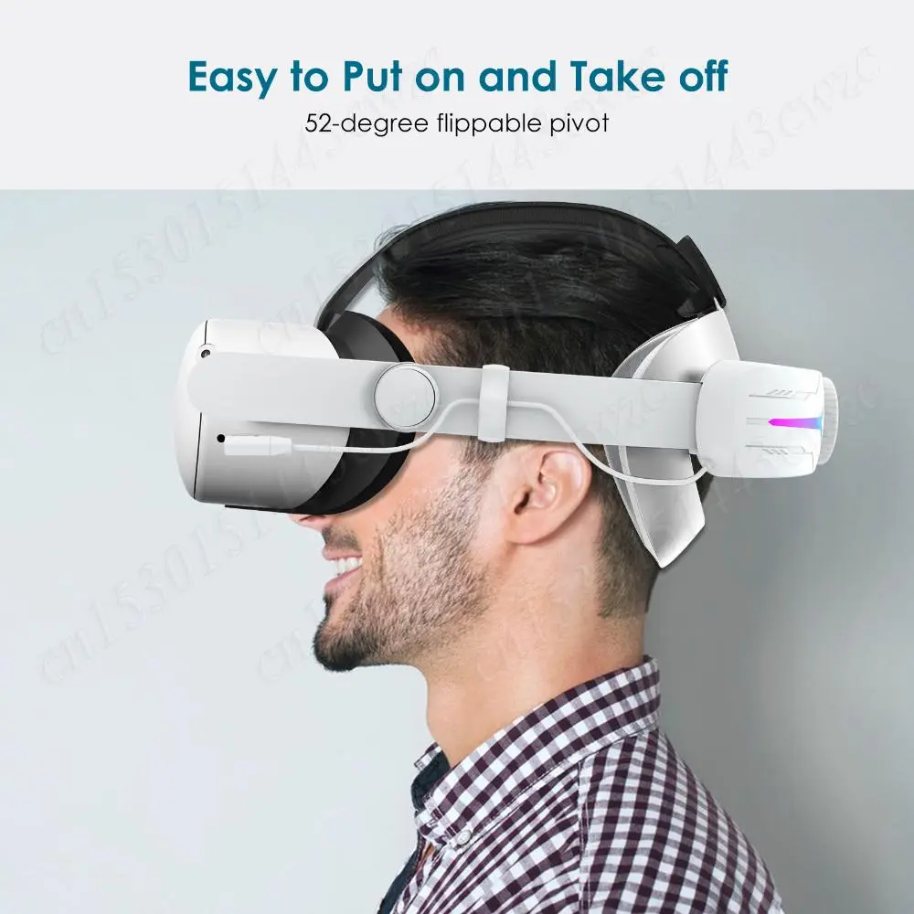 RGB Head Strap for Oculus Quest 2 Adjustable Battery Pack Elite Strap Battery 8000mAh VR Replacement Strap for Meta Quest 2