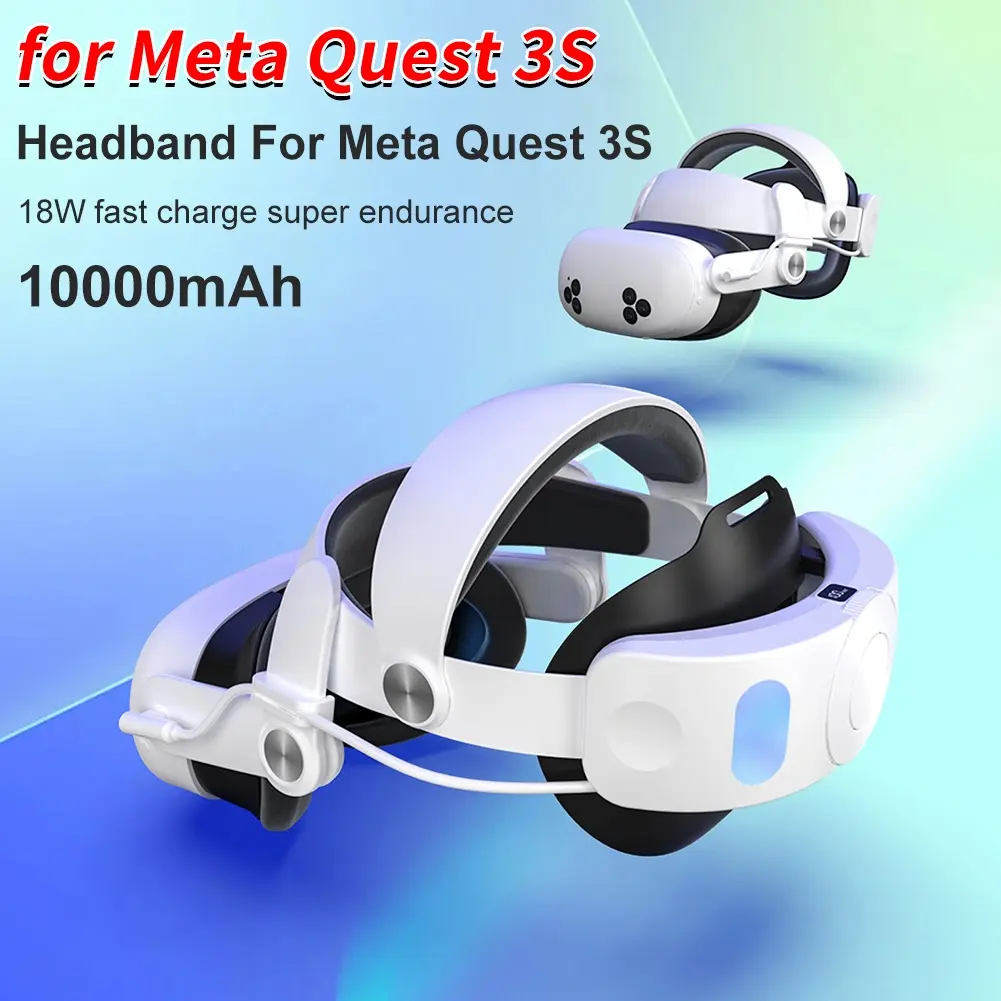 Elite Strap Replacement 10000mAh Extend Playtime and Comfort Comfort VR Strap Reduce Facial Stress for Meta Quest 3S VR Headset