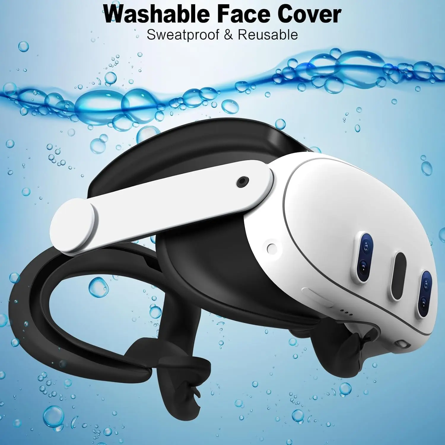 Face Cushion Cover for Quest 3 Face Pad with Lens Covers Protectors Washable VR Silicone Covers for Meta Quest 3 Accessories