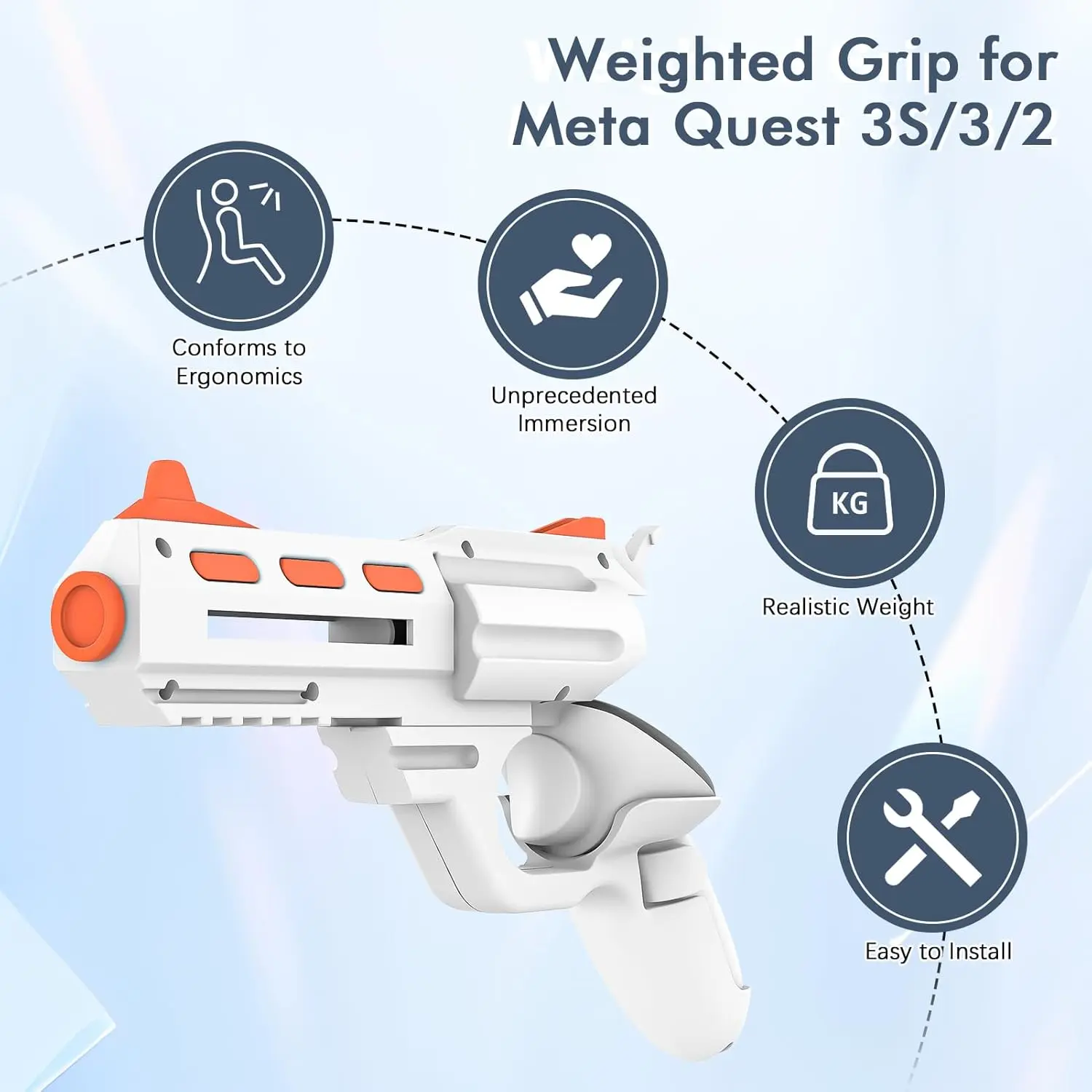 Enhance VR Gaming Experience VR Controller Accessory GunStock For Oculus/Meta Quest 3/3s/2 &Clean Brush&Joystick Caps Idea Gift