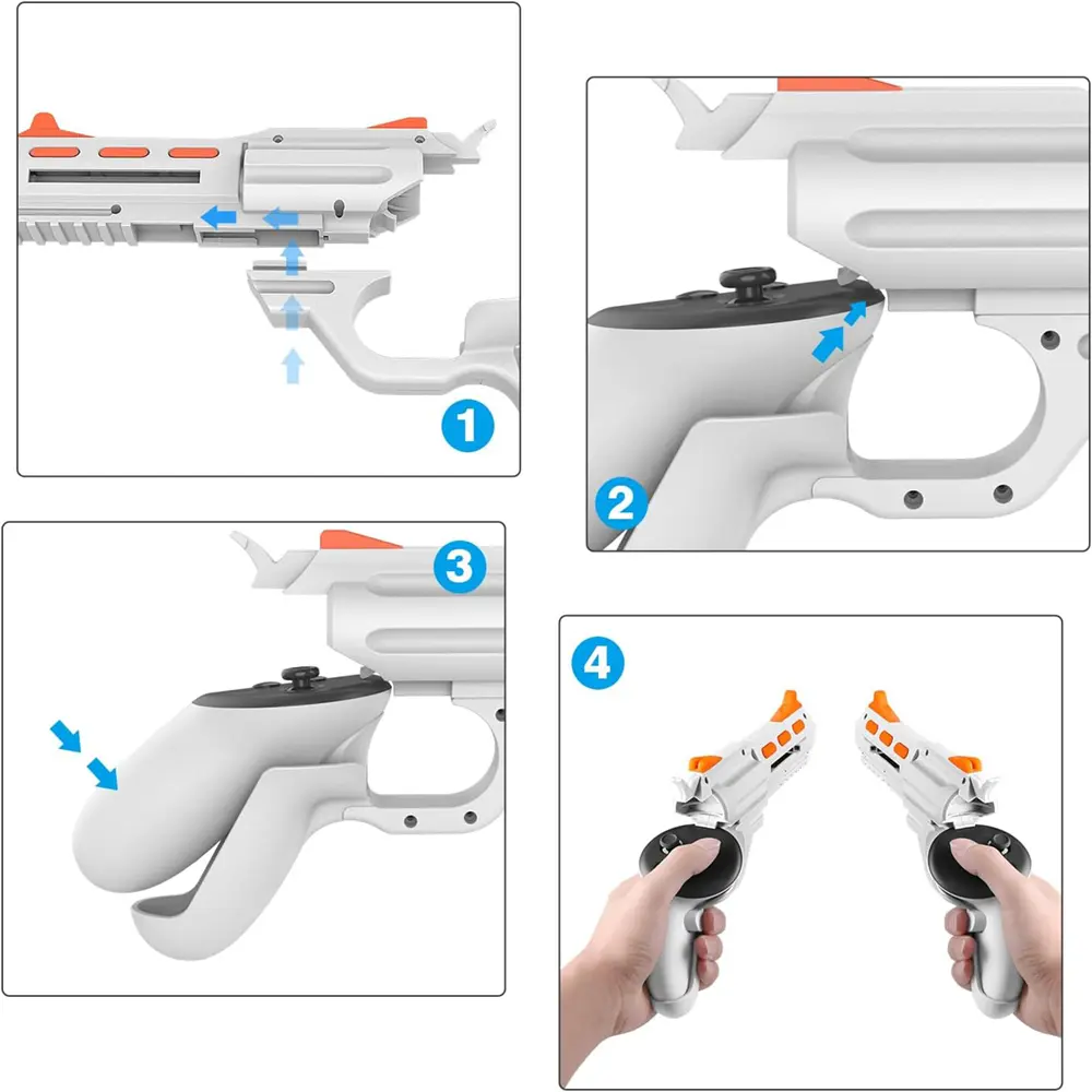 Enhance VR Gaming Experience VR Controller Accessory GunStock For Oculus/Meta Quest 3/3s/2 &Clean Brush&Joystick Caps Idea Gift