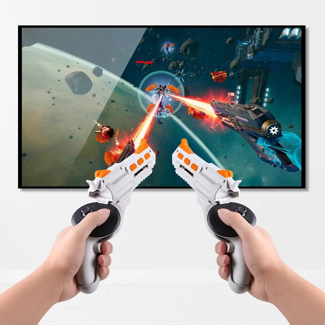 Enhance VR Gaming Experience VR Controller Accessory GunStock For Oculus/Meta Quest 3/3s/2 &Clean Brush&Joystick Caps Idea Gift