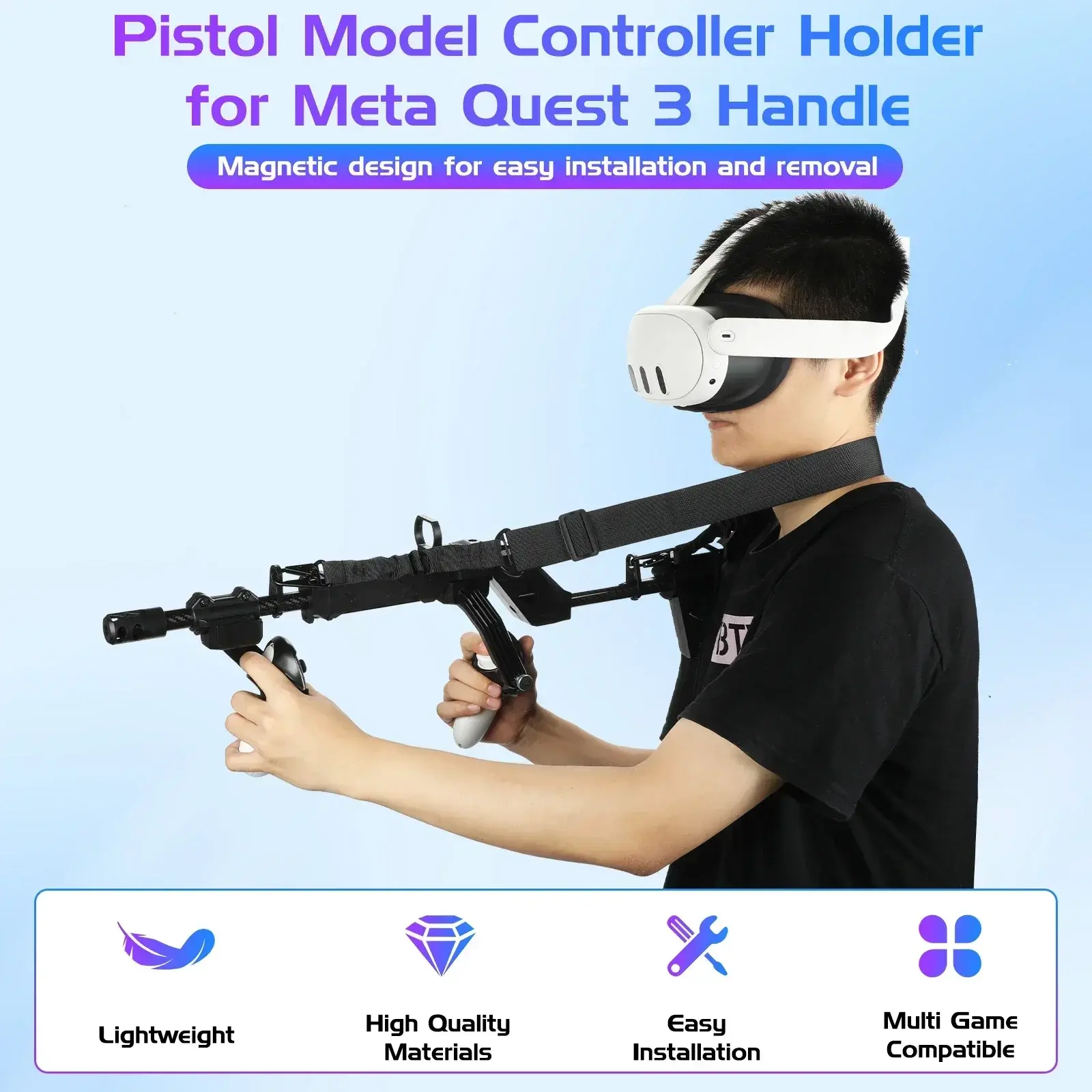 For Meta Quest 3S/Quest 3 Original VR Gaming Pistol Grip Holster Magnetic Controller Grip Cover For Quets 3S/Quest 3 Accessories