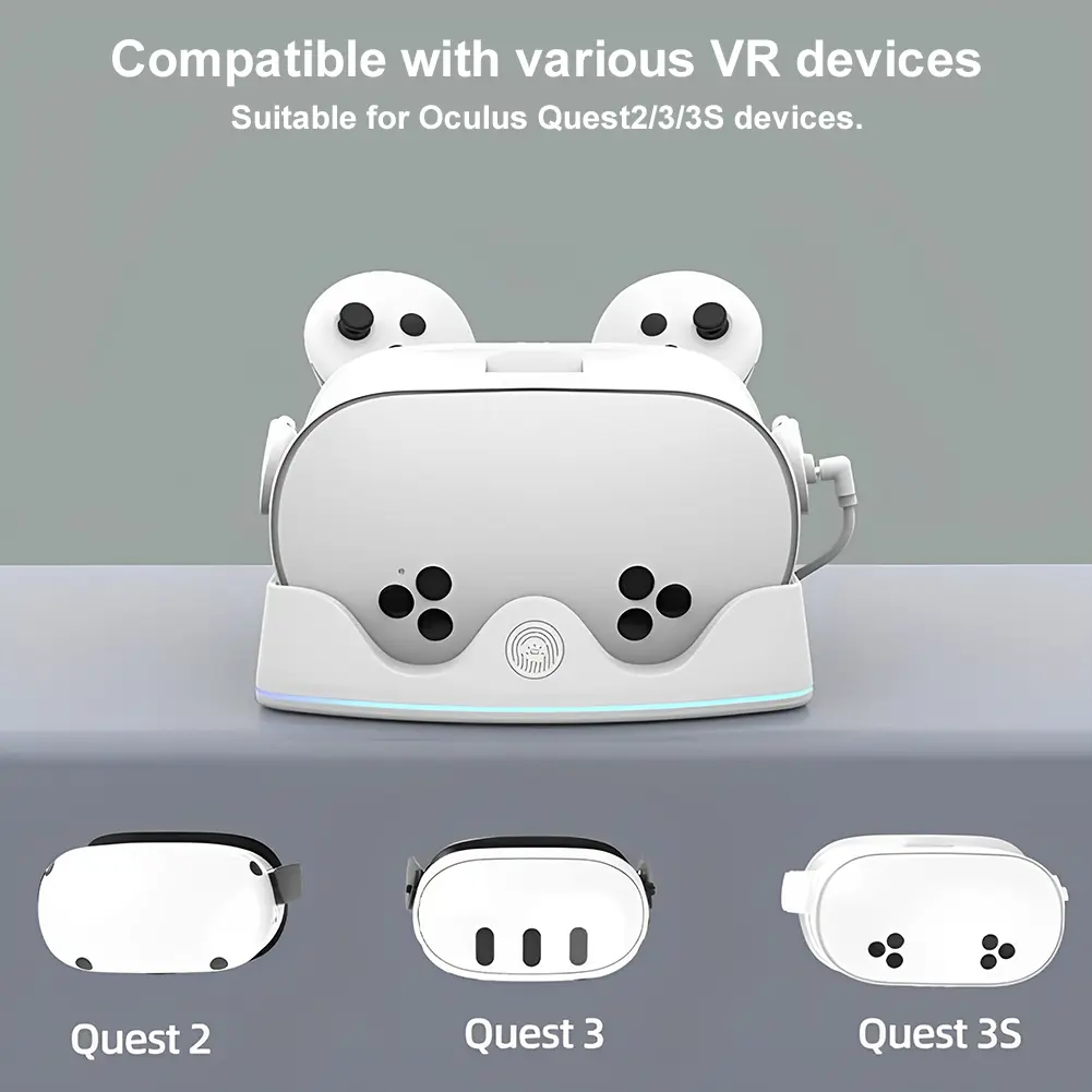 Charging Dock For Meta Quest 3S VR Headest Organizer Base Fast Charging Station RGB Light Charger Dock For Oculus Quest3/Quest 2
