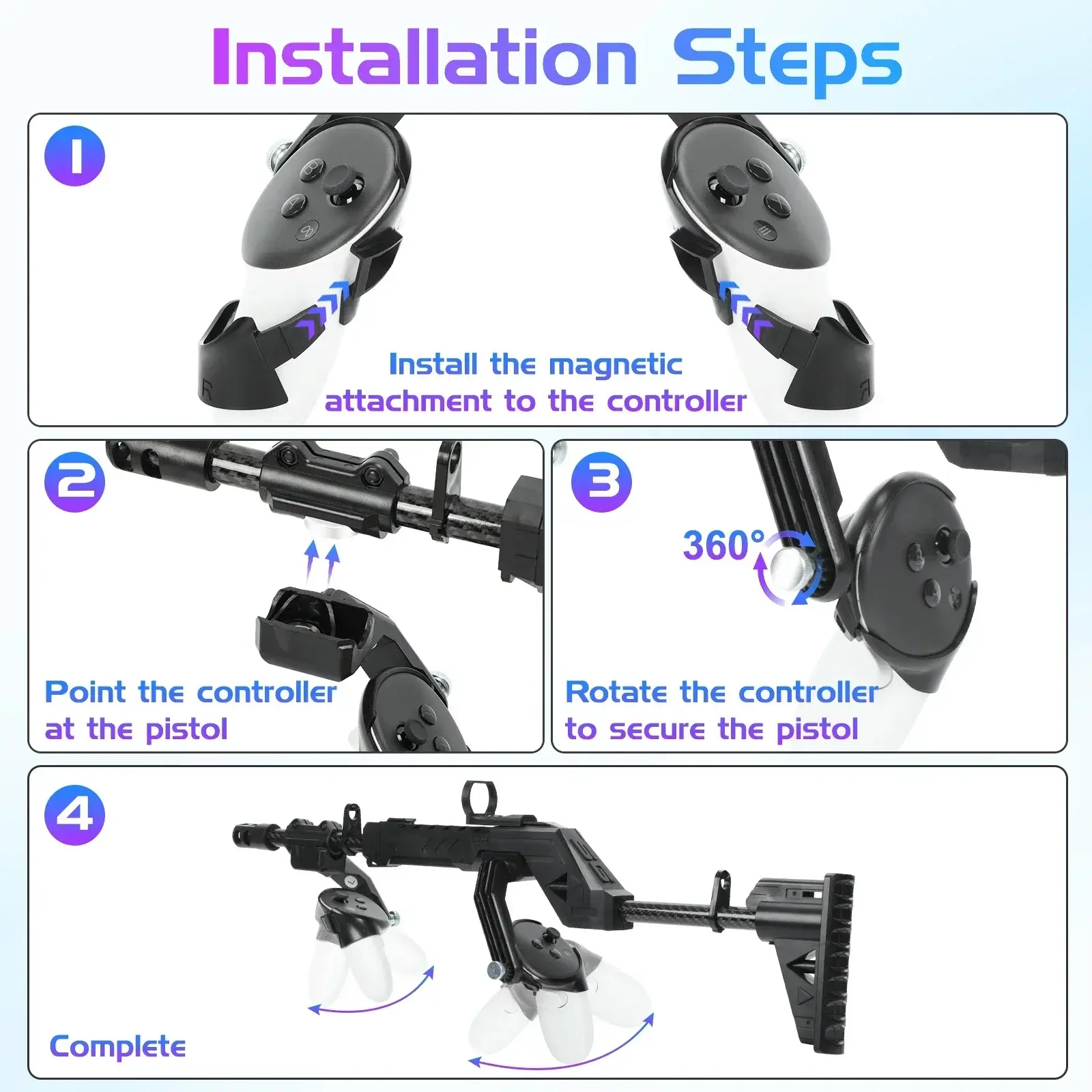 For Meta Quest 3S/Quest 3 Original VR Gaming Pistol Grip Holster Magnetic Controller Grip Cover For Quets 3S/Quest 3 Accessories