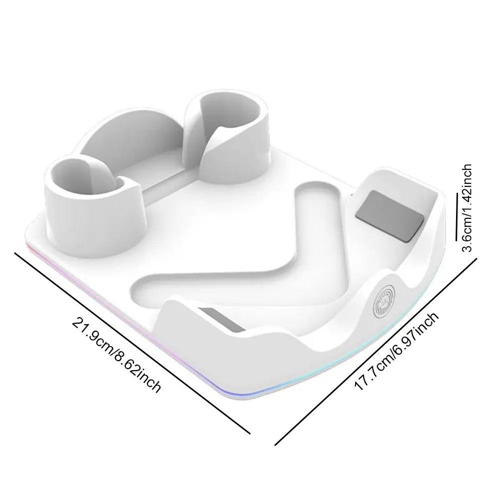 Charging Dock For Meta Quest 3S VR Headest Organizer Base Fast Charging Station RGB Light Charger Dock For Oculus Quest3/Quest 2
