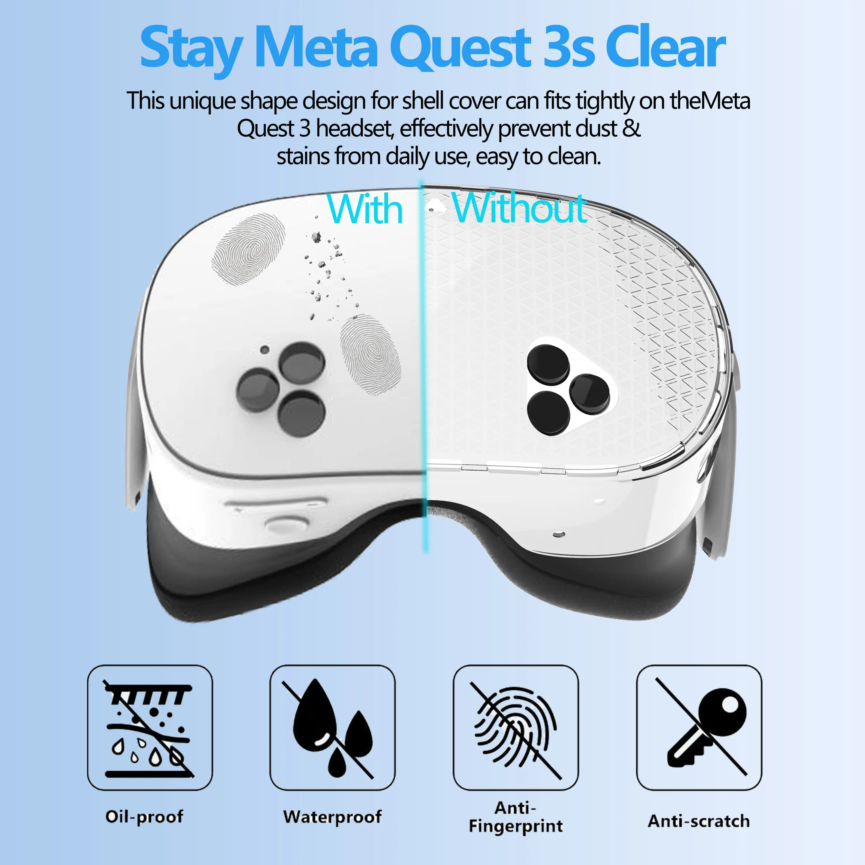 Soft Protector For Meta Quest 3S Silicone Cover Shockproof, Anti-Slip, Easy to Install Upgrade VR Experience VR Headset Case