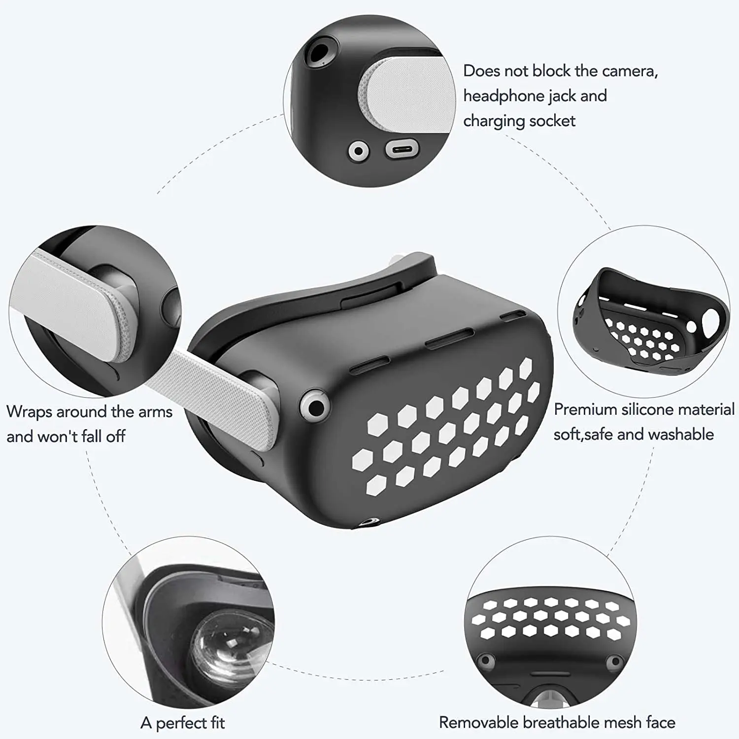 Soft Durable Silicone Protective Cover Kit For Oculus Quest 2 VR Face Cover Controller Grips Headset Cover VR Accessories