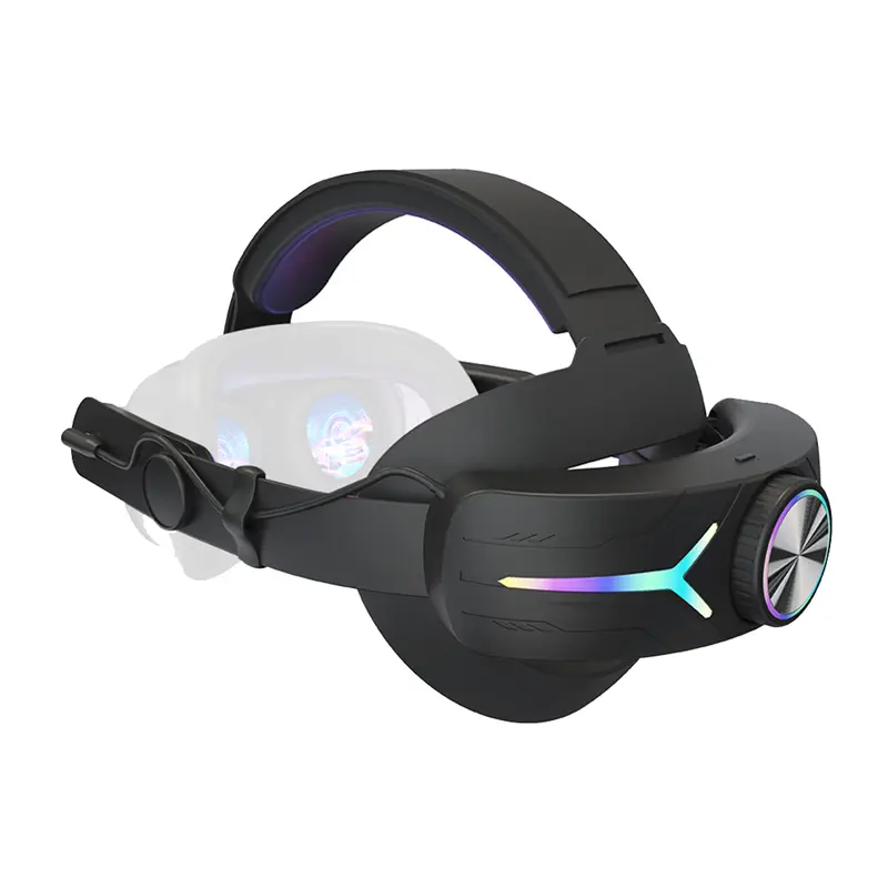 Elite Head Strap With RGB Light For Meta Quest 3 VR Parts Accessories +8000Mah Battery Comfortable Head Strap Black-A31R