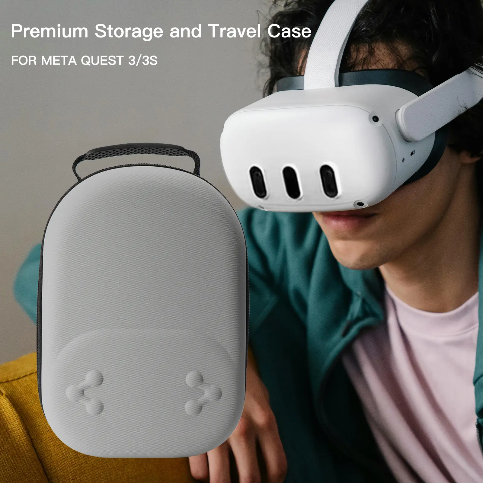 For Meta Quest 3/3S Standard/Elite Strap Compatible Case, Hard Carrying Case for Quest3 VR Gaming Headset with Elite Strap, Trav