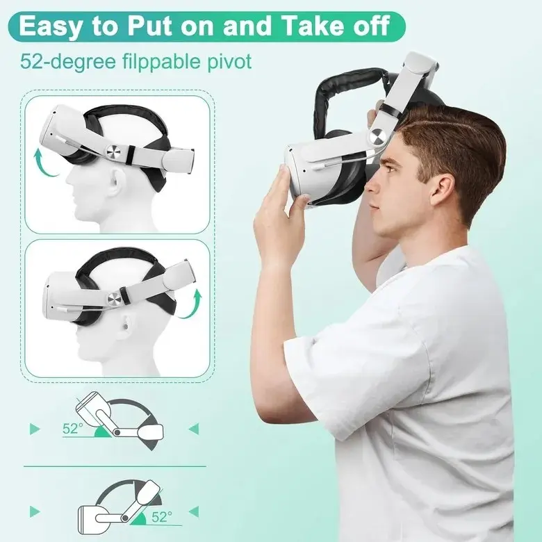 Head Strap with Battery for Oculus Quest 2 10000mAh Fast Charging RGB Light Adjustable Elite Strap for Quest 2 VR accessories