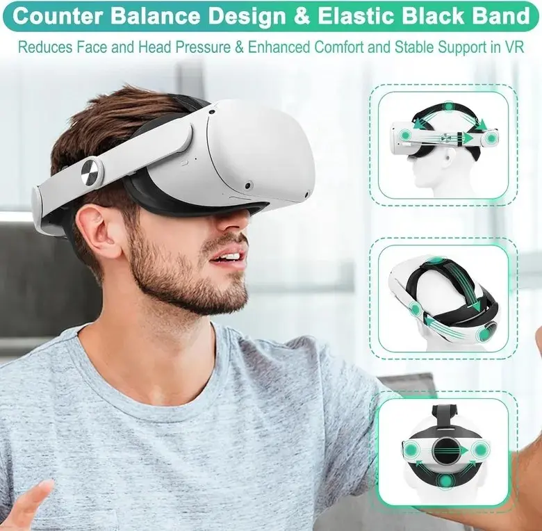 Head Strap with Battery for Oculus Quest 2 10000mAh Fast Charging RGB Light Adjustable Elite Strap for Quest 2 VR accessories