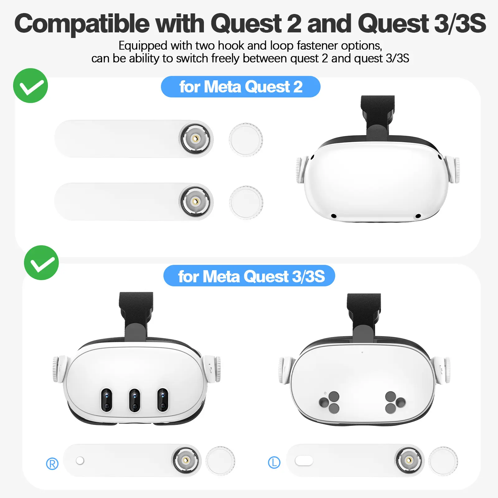 Head Strap Compatible with Oculus Quest 2/Quest 3/3S,VR Accessories AdjustableElite Strap Replacement for Enhanced Comfort Supp