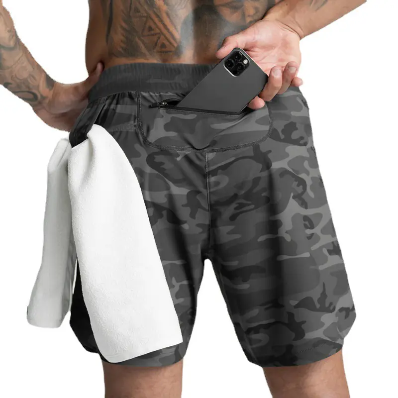 2024 New Men's Shorts Single-Layer Woven Quick Dry Solid Color Running Fitness Sports Casual American Fifth Pants Comfortable