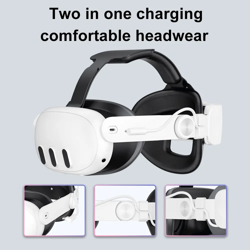 Adjustable Head Strap for Meta Quest 3 VR Headset RGB Light Elite Head Strap 6000mAh Batteries Rechargable Headset VR Accessorie