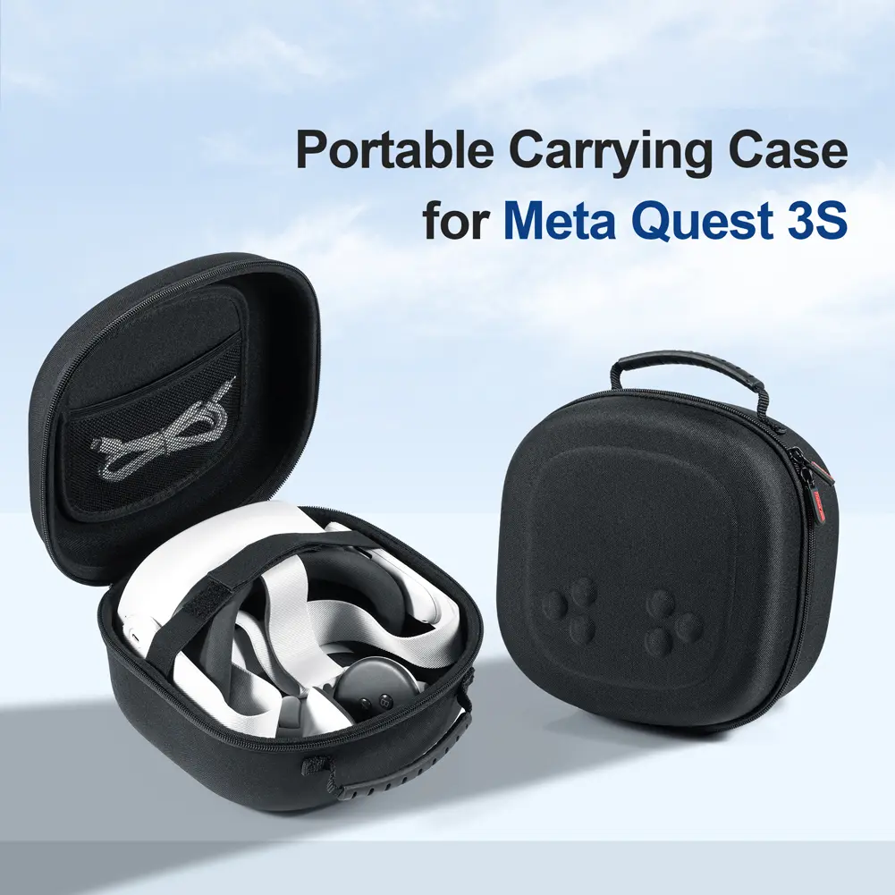 Hard Carrying Case Shockproof Hard Shell Case with Mesh Pocket Protective Carry Bag for Meta Quest 3S VR Headset and Accessories